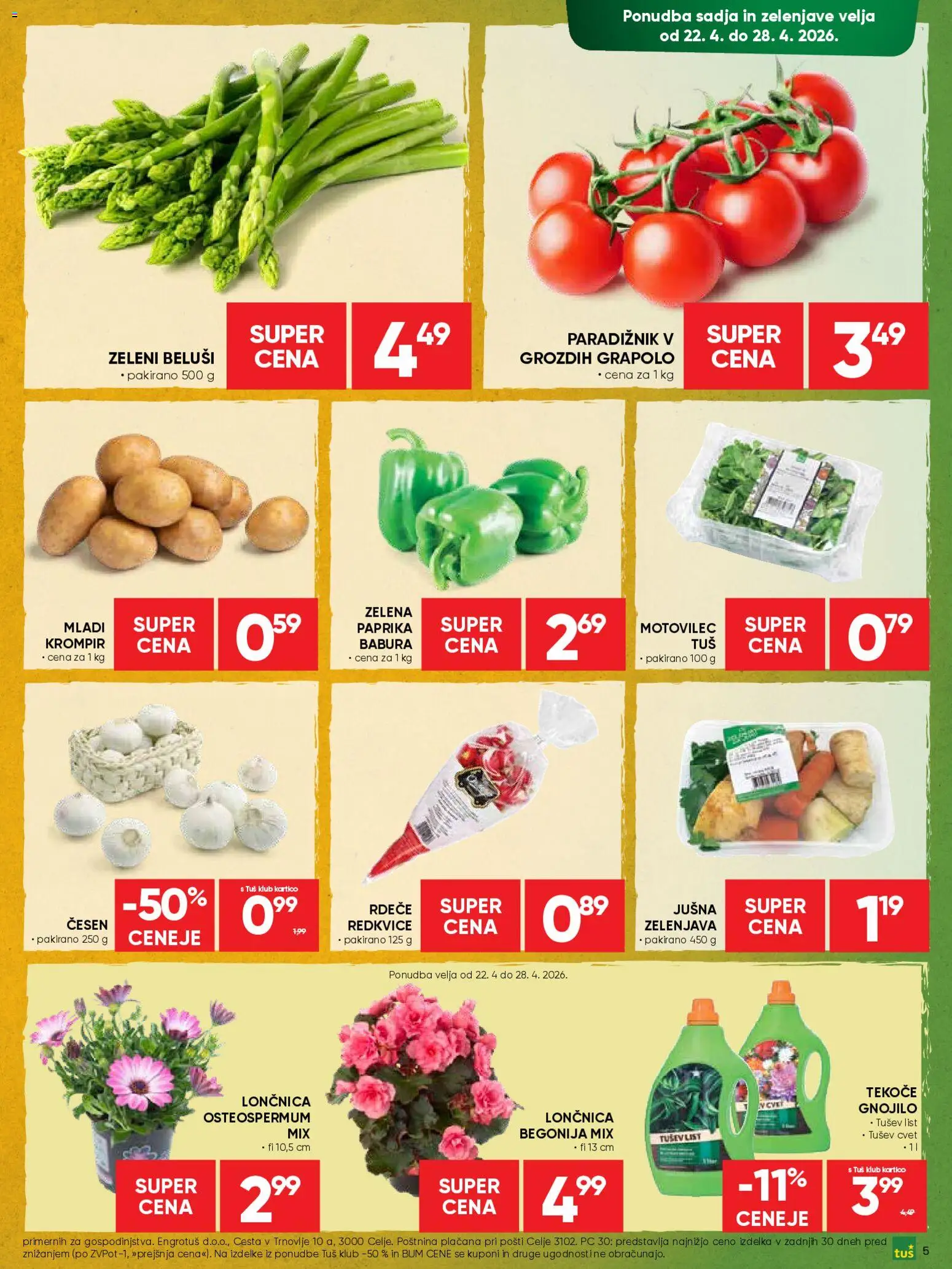 Novi Tuš katalog ponudbe – veljaven od 22.04.2026 | Stran: 5 | Izdelki: Paprika, Vestido de baño, Zelenjava, Zelena