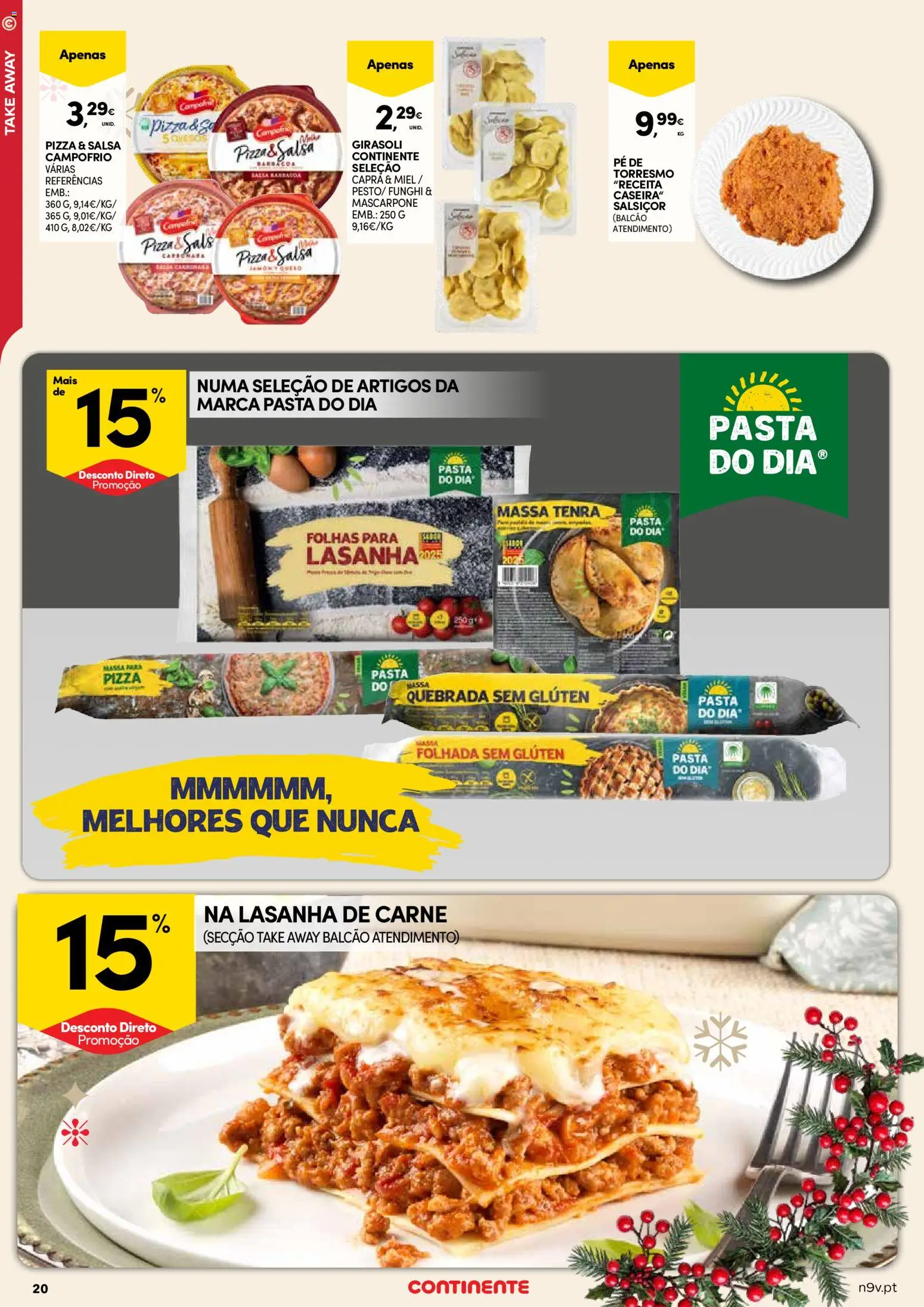 Continente - Açores: Natal │ válido de 11.12.2025 | Página: 20 | Produtos: Massa folhada, Pizza, Massa, Mascarpone