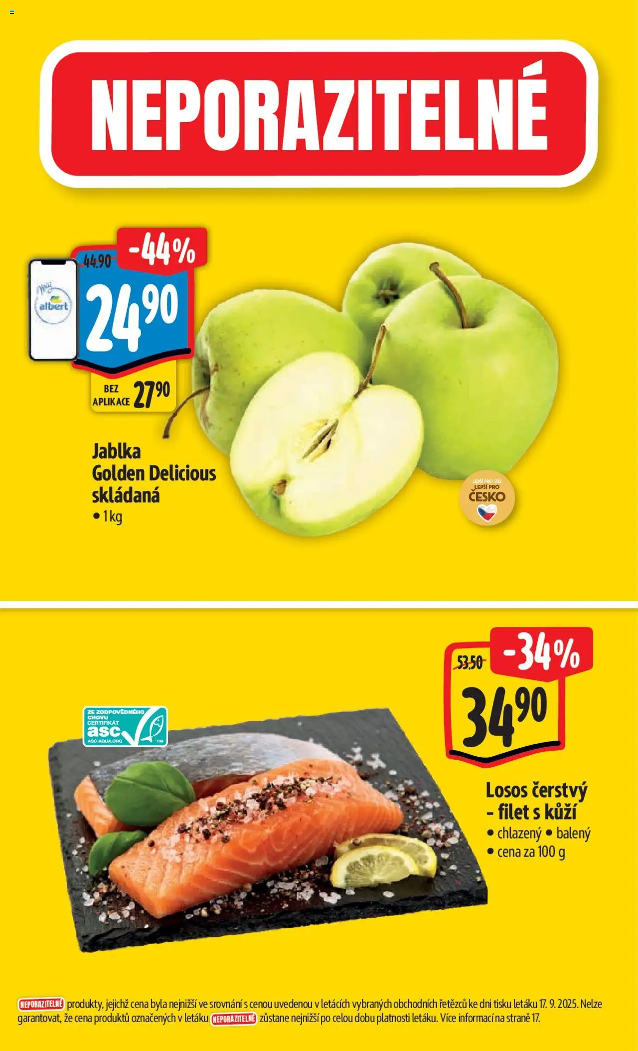 Albert leták - Hypermarket od 24.09.2025 | Strana: 2 | Produkty: Jablka, Losos, Filet