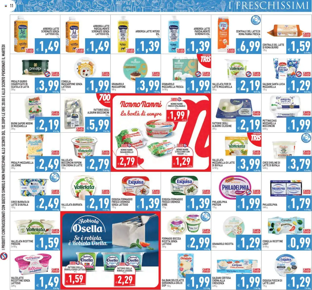 Volantino PIM Supermercati del 08.10.2025 | Pagina: 11 | Prodotti: Yogurt, Tonno, Ricotta, Gorgonzola