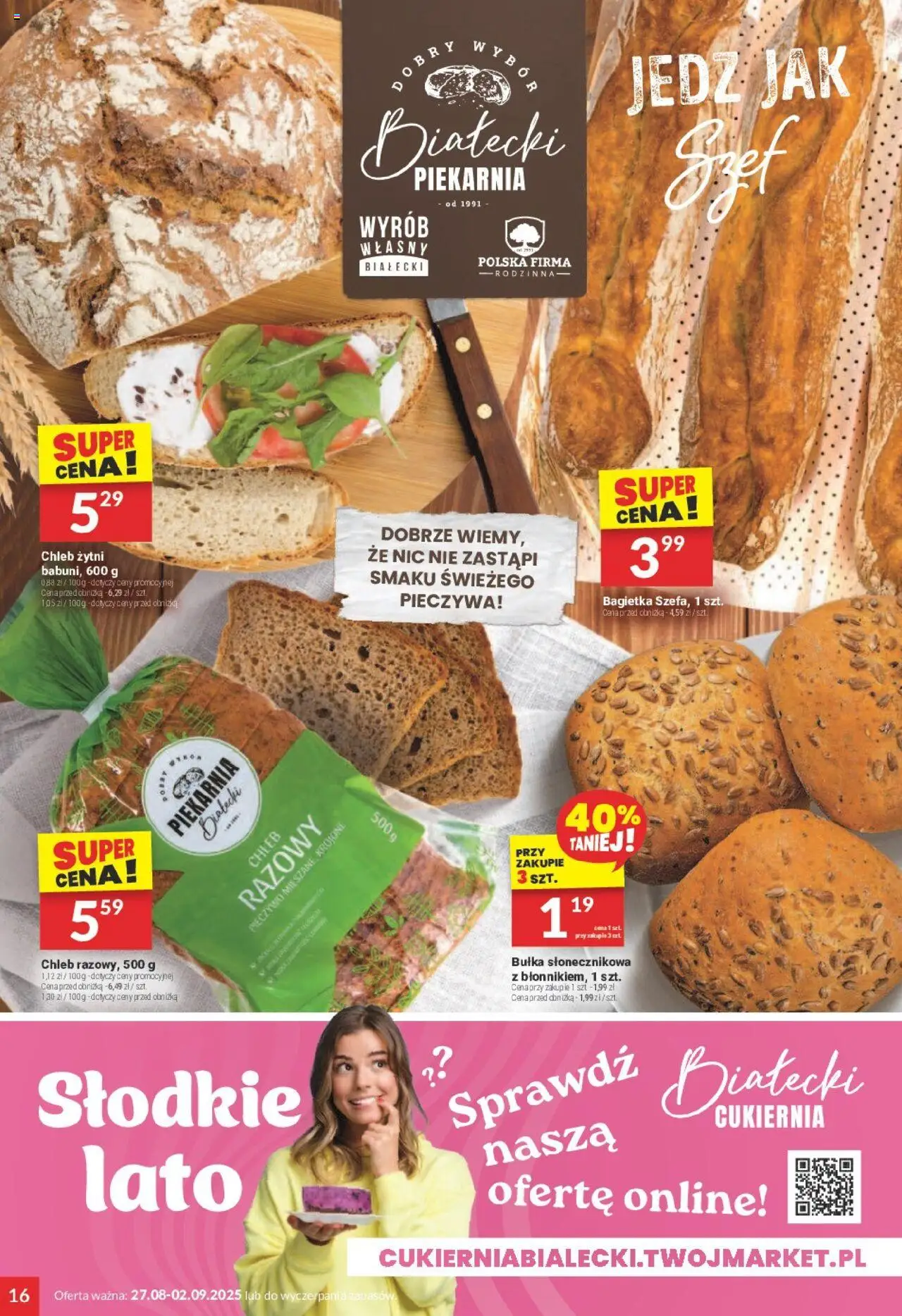 Twój Market Gazetka od 27.08.2025 | Strona: 16 | Produkty: Pieczywo, Piekarnia, Bułka, Chleb
