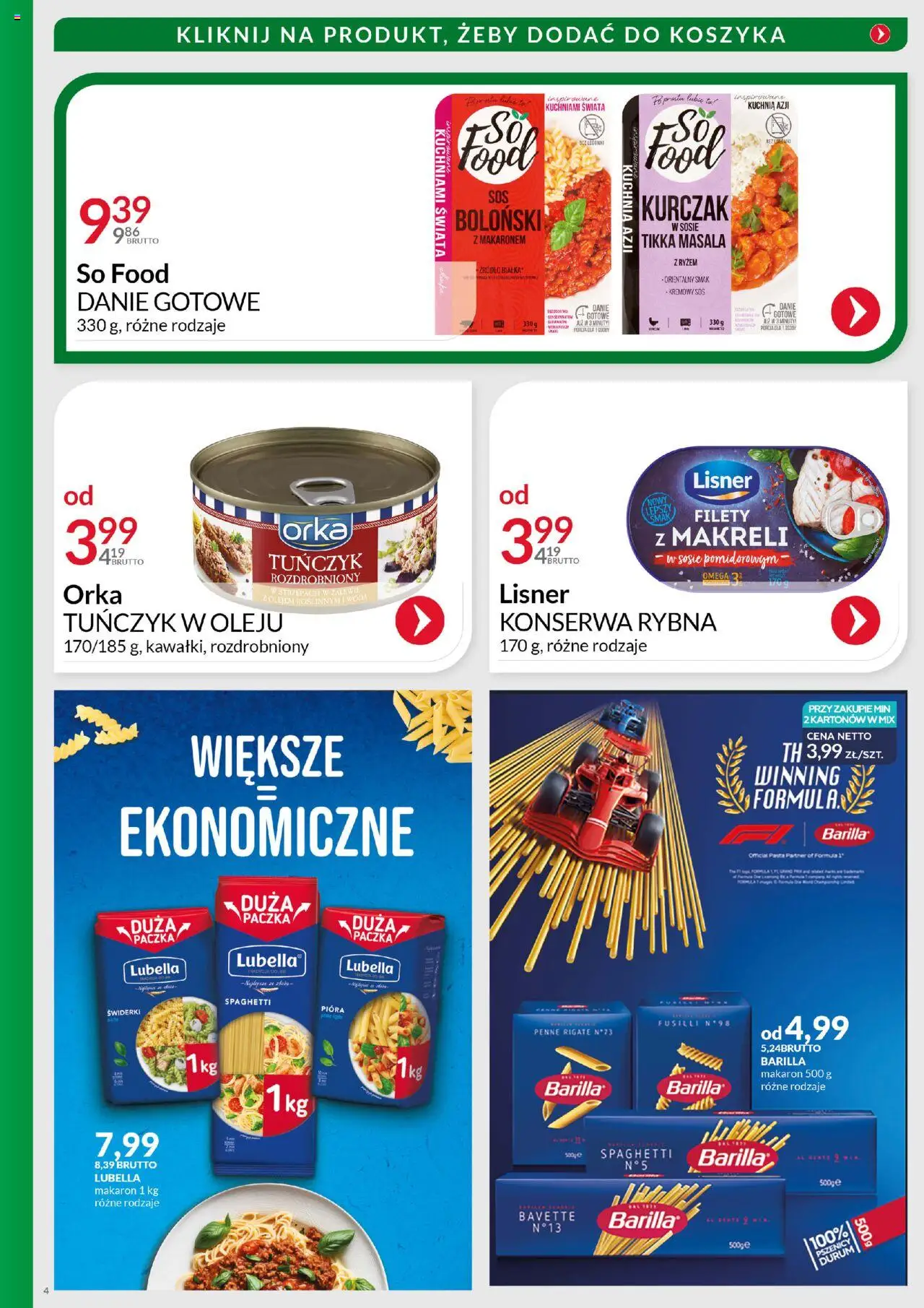 Eurocash Gazetka - Kuchnia Śródziemnomorska od 06.10.2025 | Strona: 4 | Produkty: Rybna, Tikka masala, Makaron, Sos