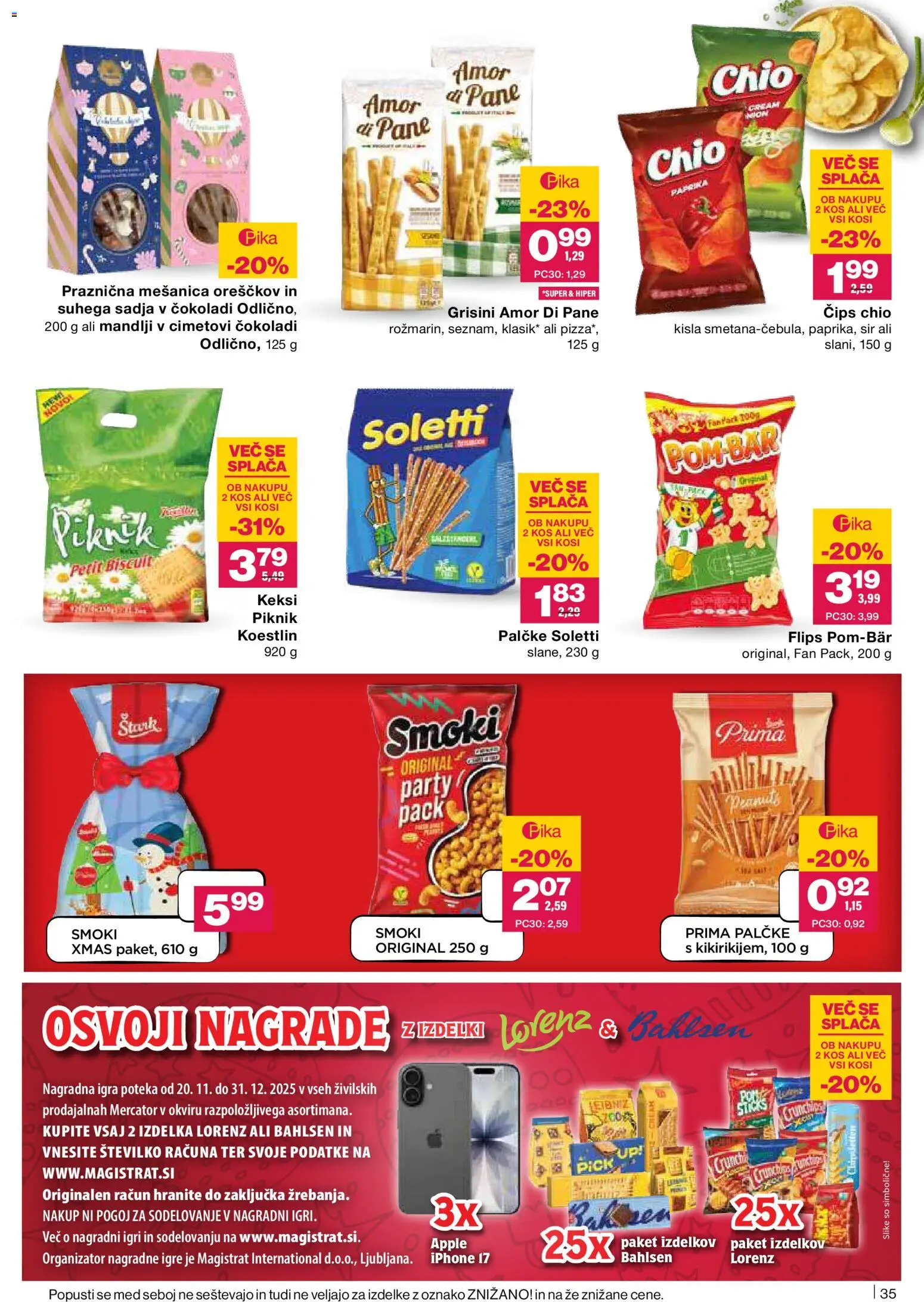Novi Mercator katalog ponudbe – veljaven od 20.11.2025 | Stran: 35 | Izdelki: Grisini, Paprika, Mandlji, Sir