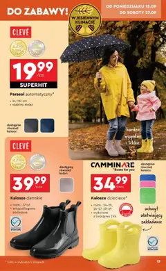 Parasol automatyczny*, śr.: 110 cm, stabilny stelaż od 15.09.2025 | Strona: 15 | Produkty: Kalosze, Parasol