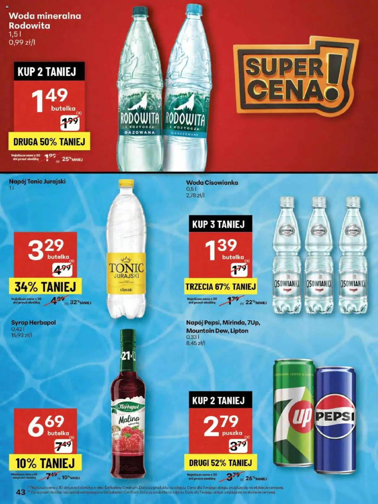 Delikatesy Centrum Gazetka - Sklepy Własne od 14.08.2025 | Strona: 43 | Produkty: Syrop, Malina, Delikatesy, Woda