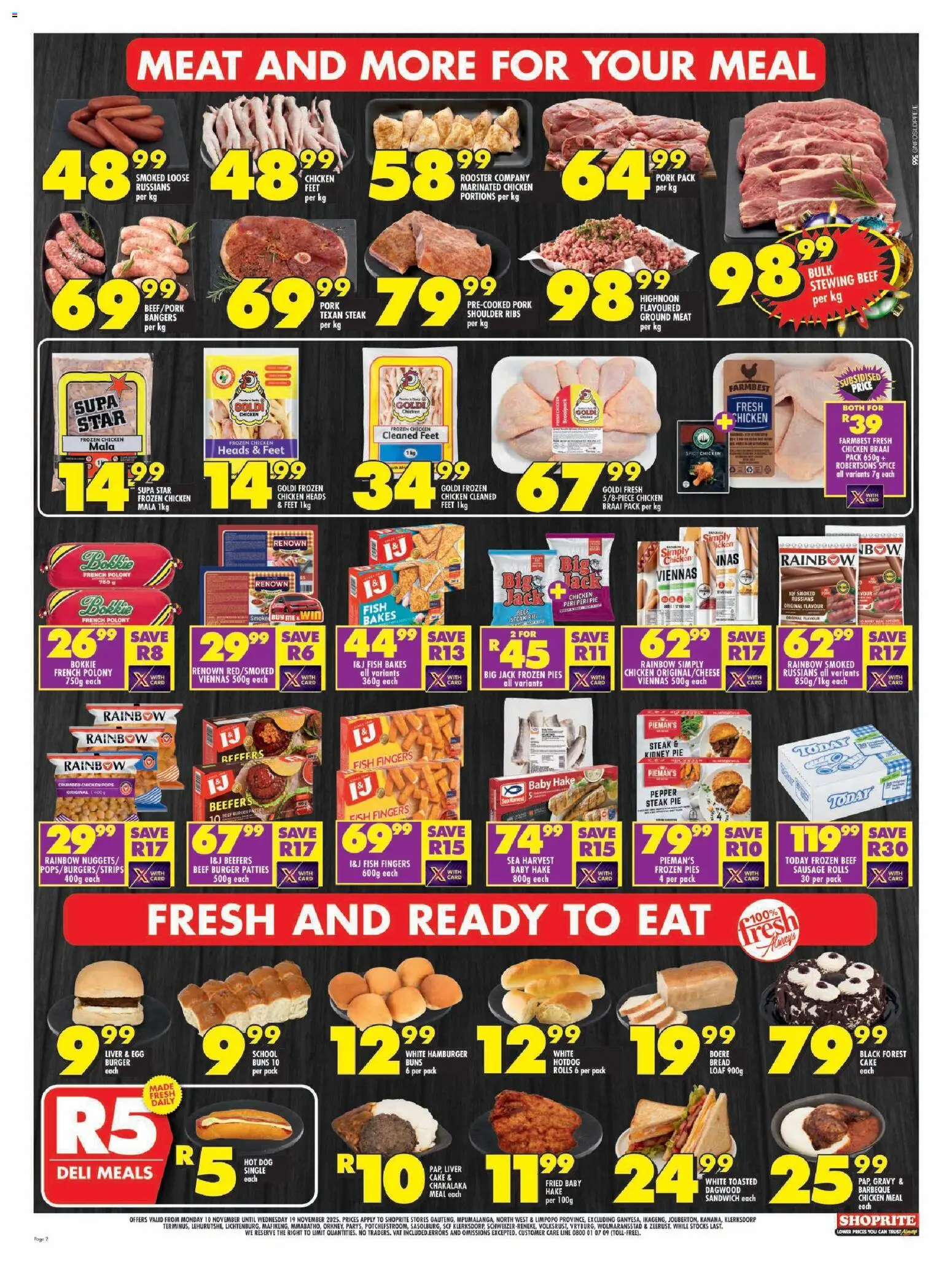 New Shoprite catalogue – valid from 10.11.2025 | Page: 2 | Products: Steak, Buns, Chicken, Gravy