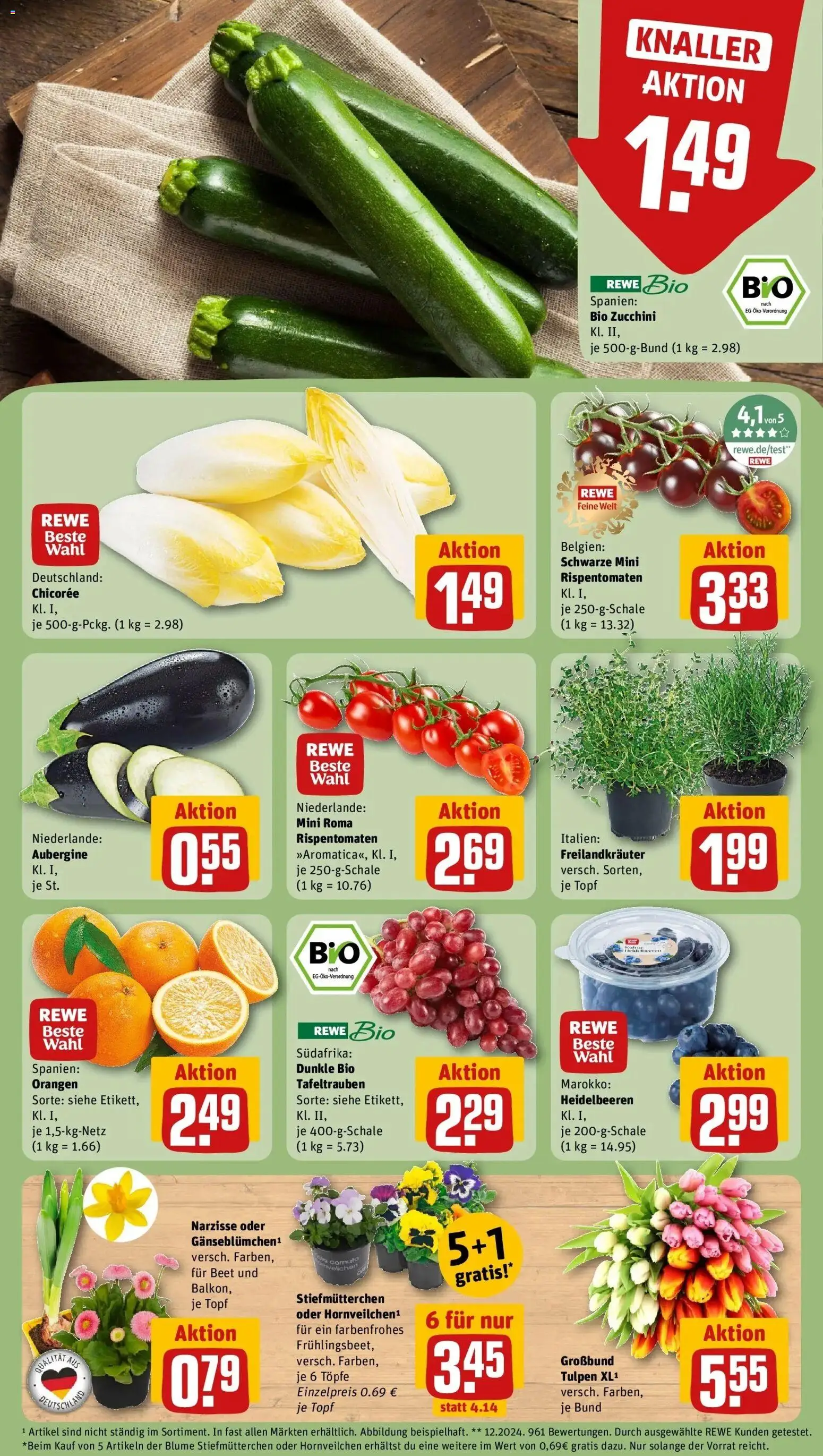 Rewe Prospekt Hannover	 – gültig ab 15.03.2026 | Seite: 9 | Produkte: Stiefmutterchen, Orangen, Heidelbeeren, Zucchini