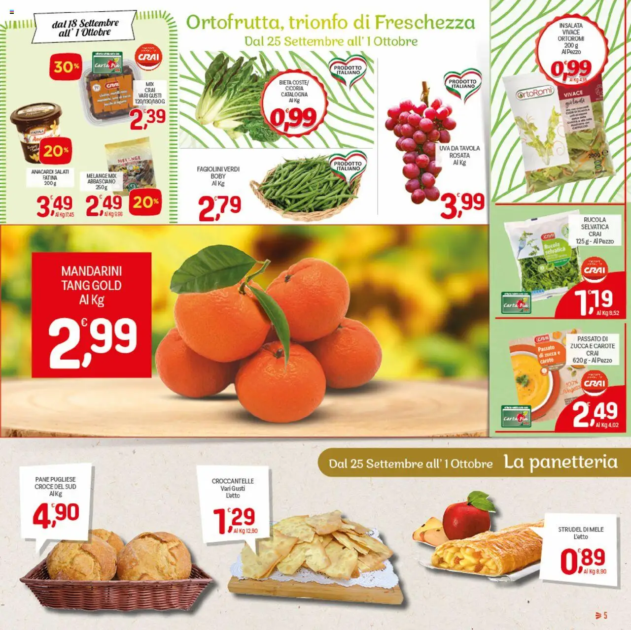 Volantino CRAI del 18.09.2025 | Pagina: 5 | Prodotti: Mele, Mandarini, Zucca, Uva