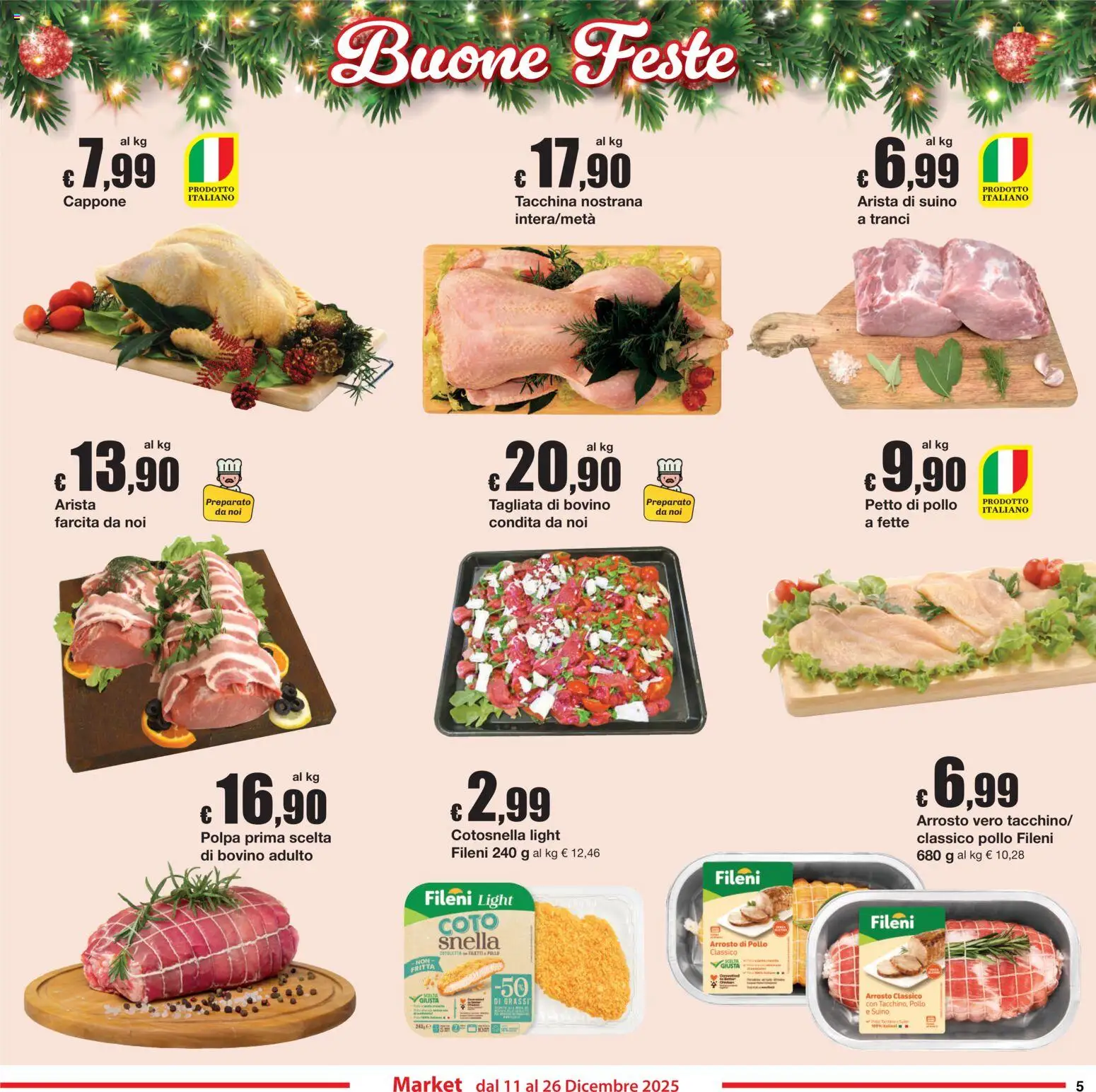 Volantino Sì con Te del 11.12.2025 | Pagina: 5 | Prodotti: Bovino, Petto di Pollo, Pollo, Suino