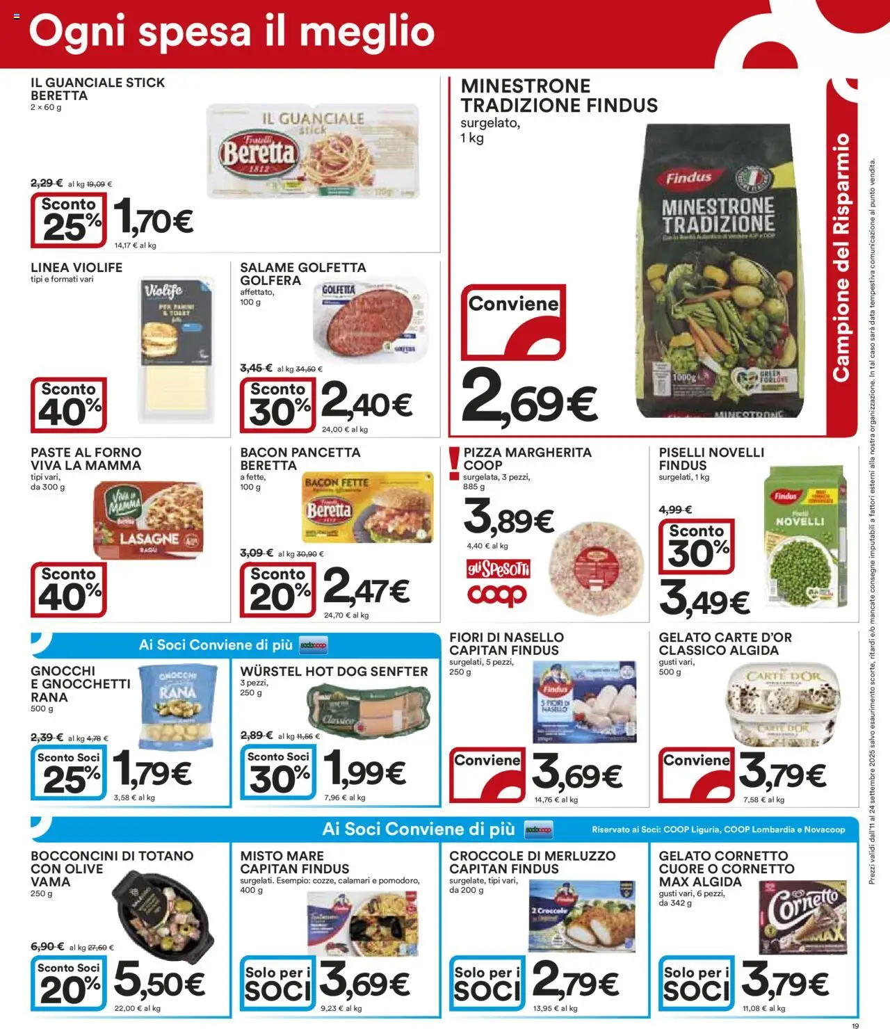 Volantino Ipercoop del 11.09.2025 | Pagina: 19 | Prodotti: Minestrone, Cornetto, Pancetta, Data