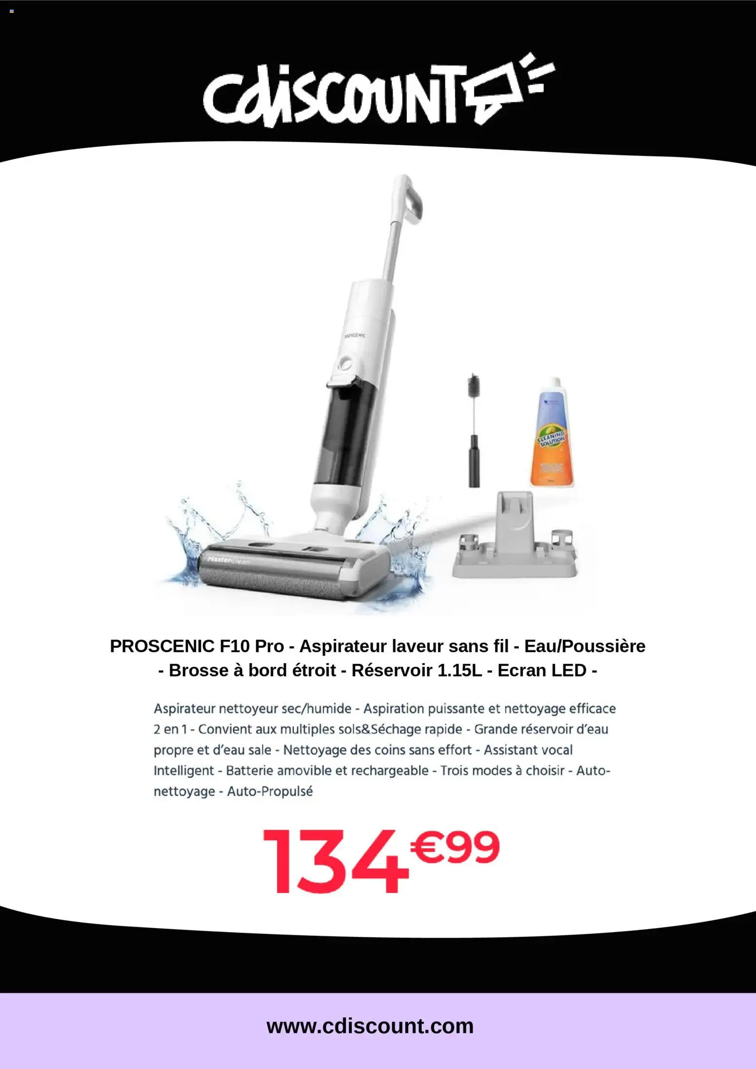 {H1} | Page: 7 | Produits: Aspirateur, Brosse, Réservoir d'eau, Batterie