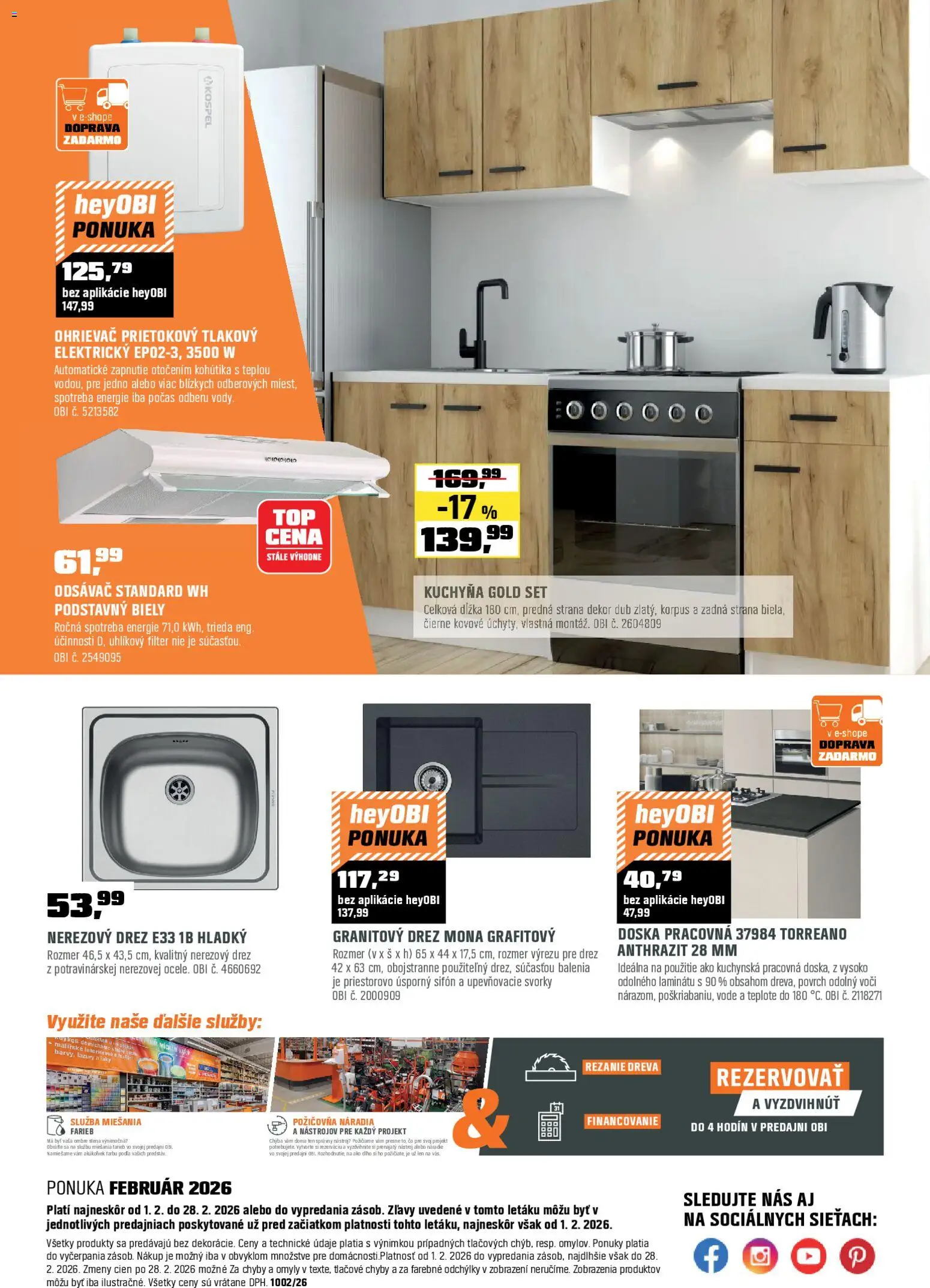 Nové OBI akcie – leták je platný od 01.02.2026 | Strana: 19 | Produkty: Granitový drez, Drez, Kuchyňa, Náradie