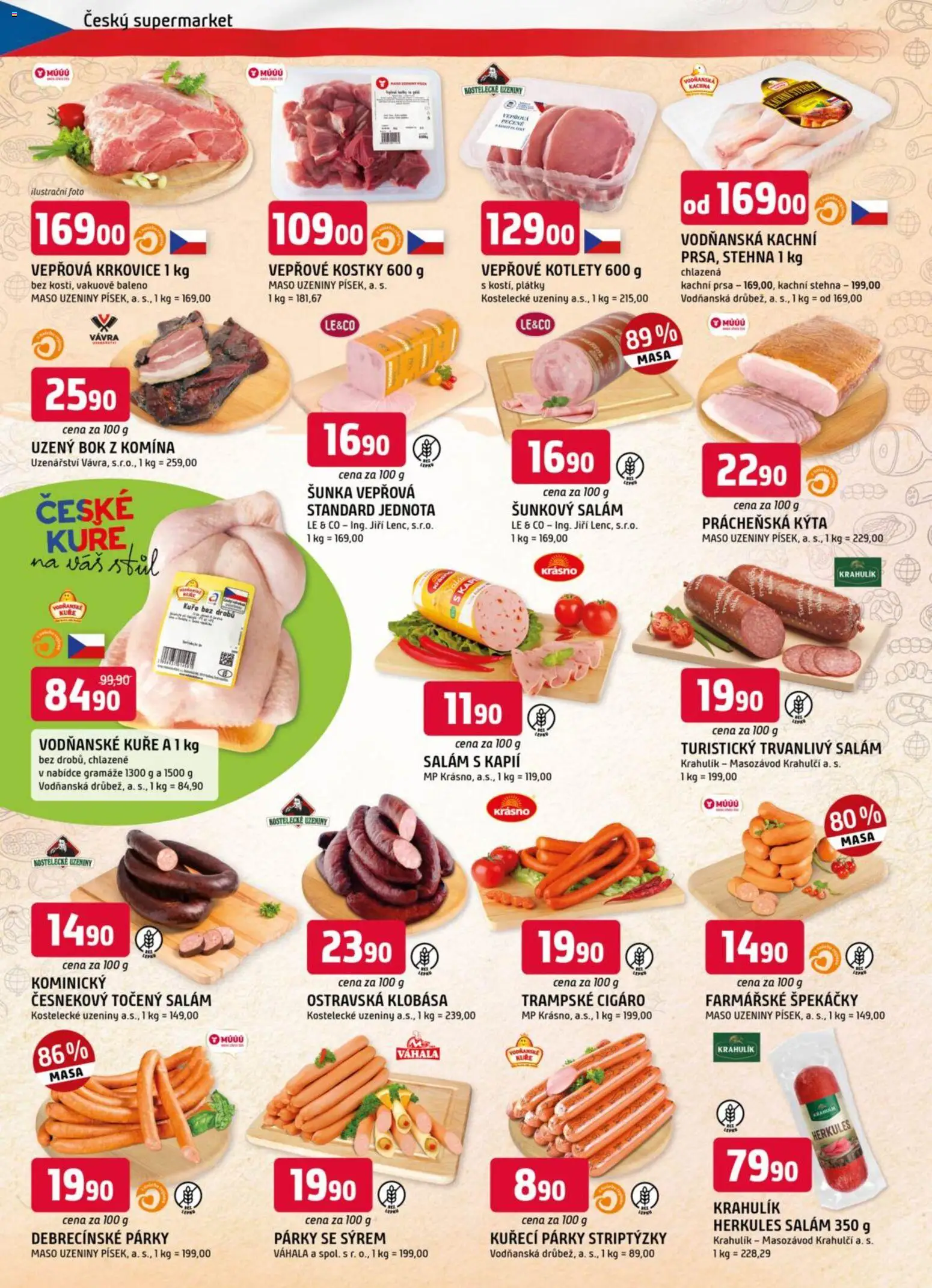Trefa leták od 21.01.2026 | Strana: 2 | Produkty: Šála, Uzeniny, Maso, Vepřová krkovice