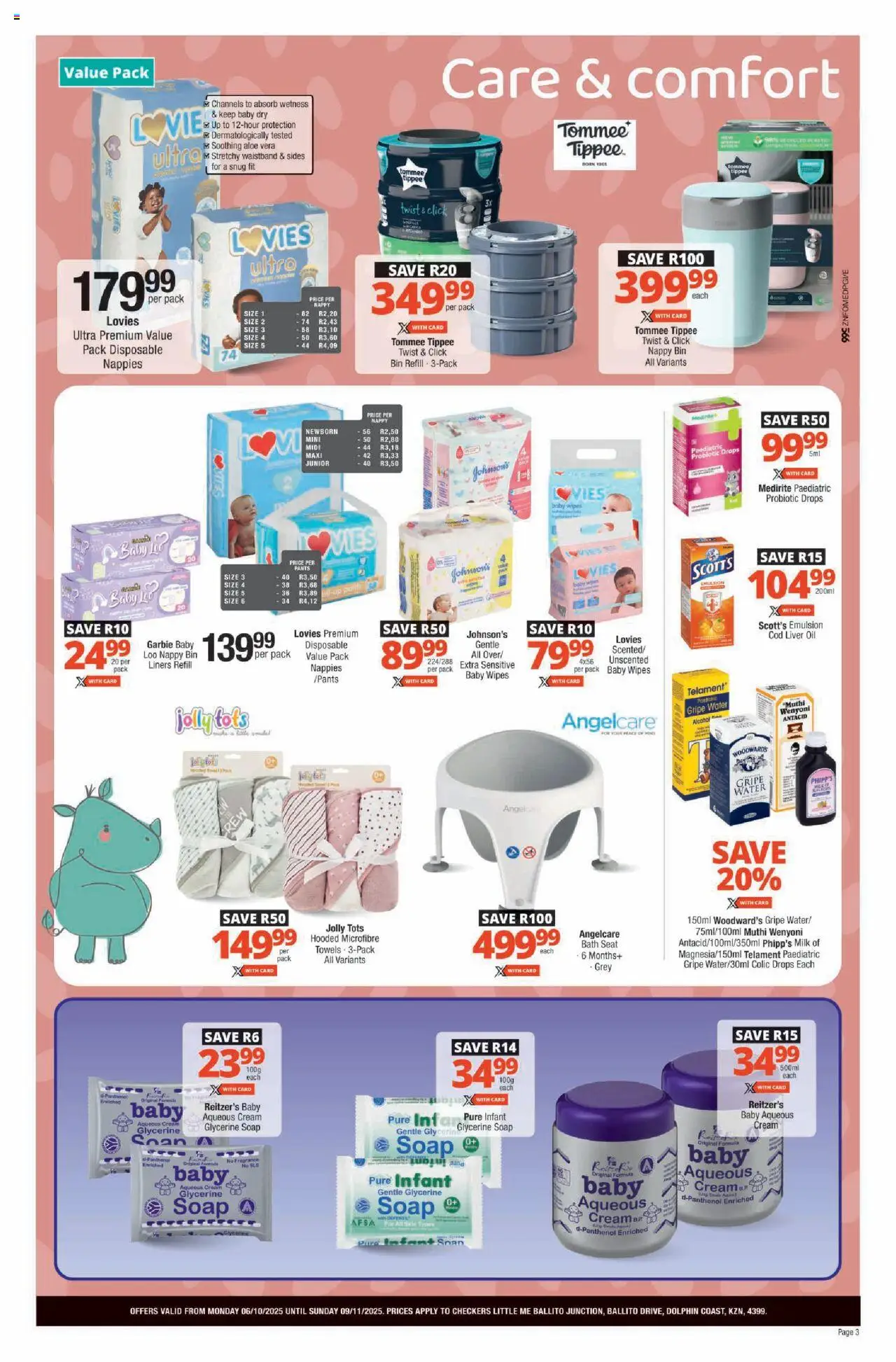 New Checkers catalogue – valid from 06.10.2025 | Page: 3 | Products: Pants, Bath, Milk, Cream