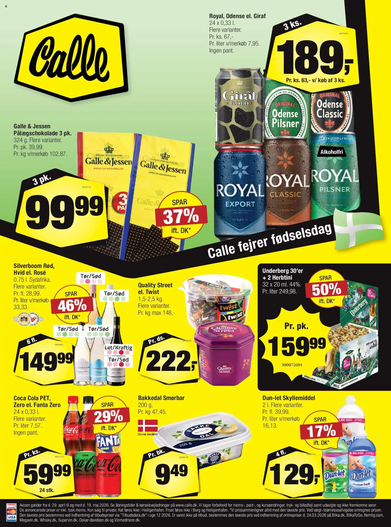 Calle tilbudsavis – gyldig fra 29.04.2026 | Side: 1 | Produkter: Coca Cola, Skyllemiddel, Fanta, Cola