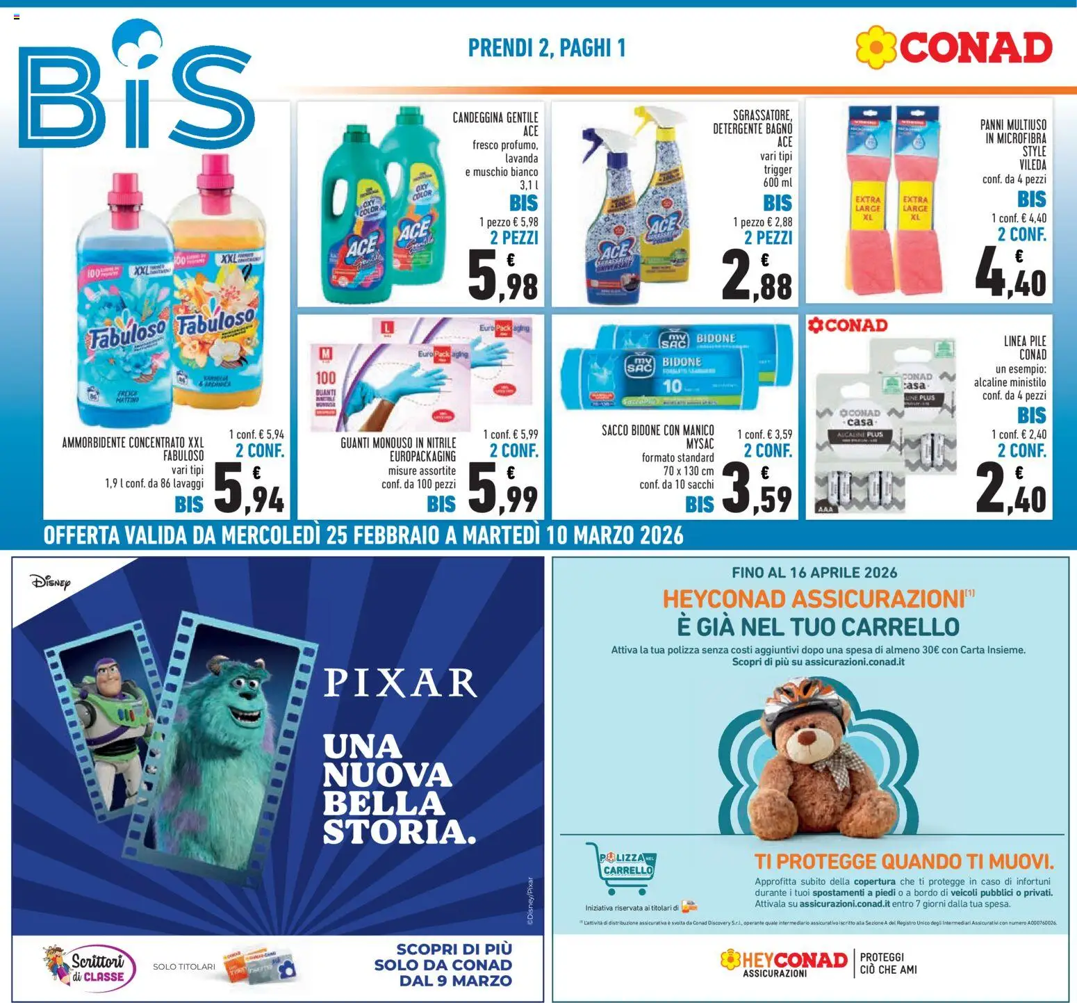 Volantino Conad del 25.02.2026 | Pagina: 6 | Prodotti: Pile, Ammorbidente, Detergente, Carrello