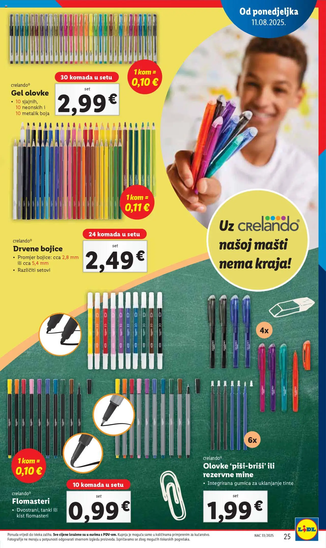 Lidl katalog | vrijedi od 31.07.2025 | Stranica: 25 | Proizvodi: Kist, Drvene bojice, Flomasteri
