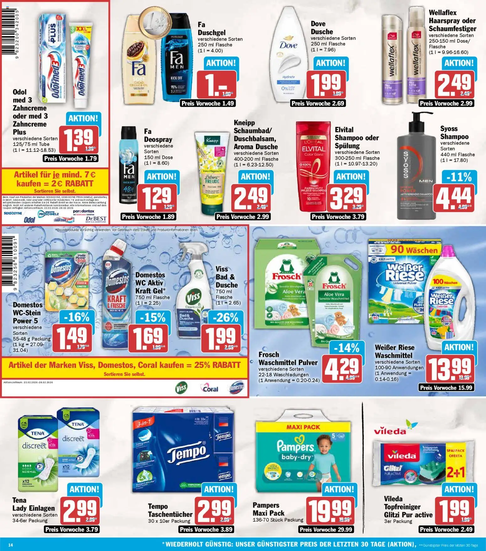 AEZ Prospekt 	 – gültig ab 23.02.2026 | Seite: 14 | Produkte: Coral, Haarspray, Duschgel, Waschmittel