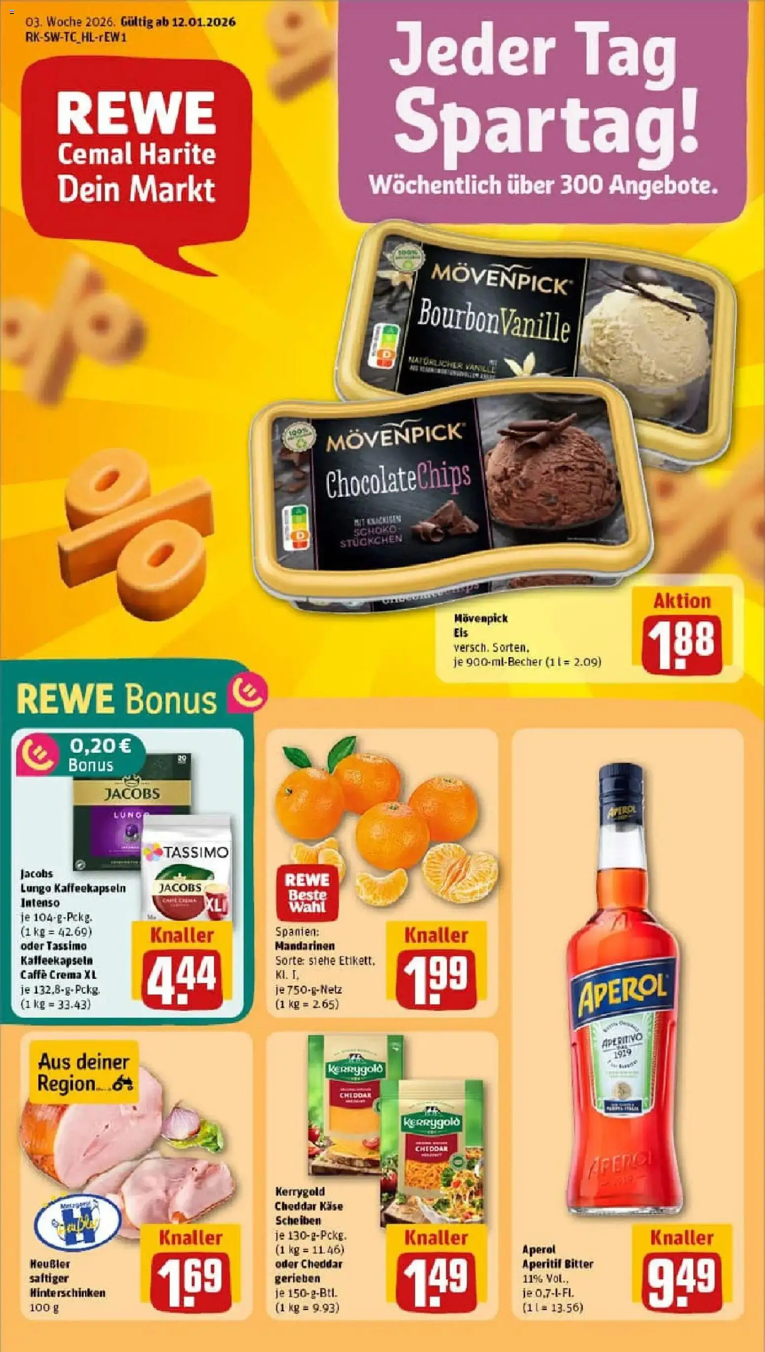 Rewe prospekt Nersingen	 – gültig ab 11.01.2026 | Seite: 1 | Produkte: Käse, Mandarinen, Movenpick eis, Tassimo