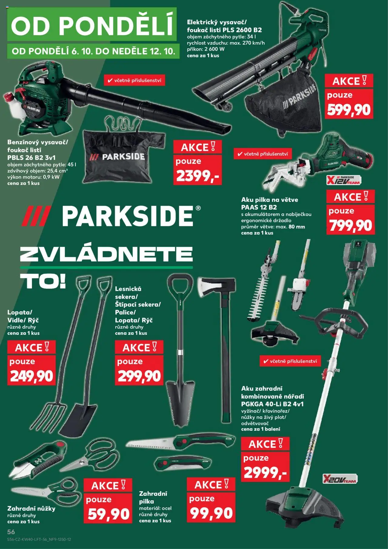 Kaufland leták od 01.10.2025 | Strana: 56 | Produkty: Parkside, Zahradní nůžky, Nářadí, Rýč