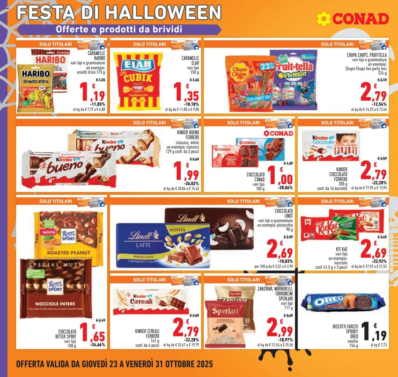 Volantino Conad del 23.10.2025 | Pagina: 20 | Prodotti: Caramelle, Cereali, Nocciole, Torroncini
