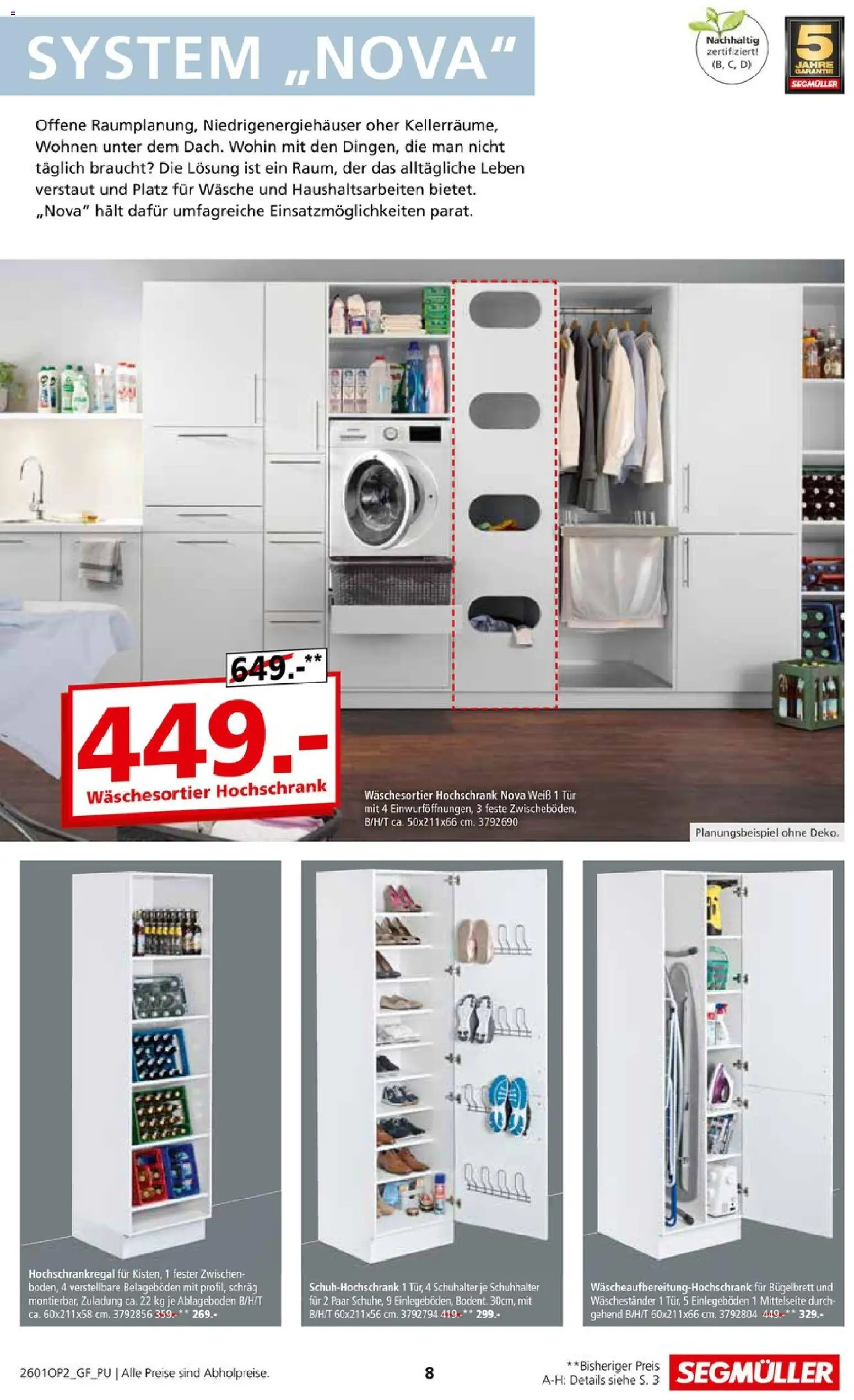 Segmüller Hauswirtschaftsraum Spezial – gültig ab 29.12.2025 | Seite: 8 | Produkte: Tür, Hochschrank, Waschestander