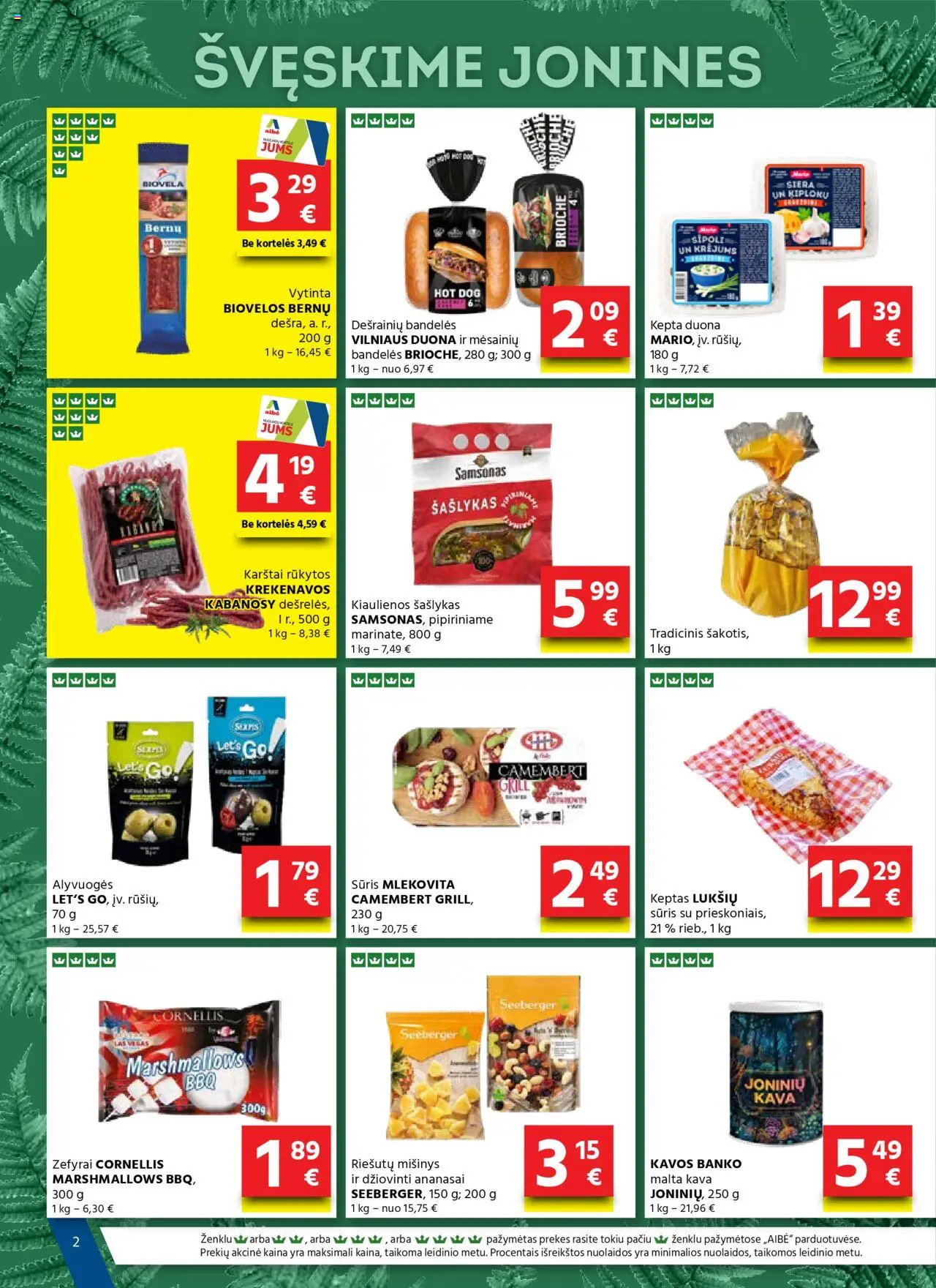 AIBE leidinys│galioja nuo 05.06.2025 | Puslapis: 2 | Prekių: Kiaulienos, Bandelės, Duona, Ananasai
