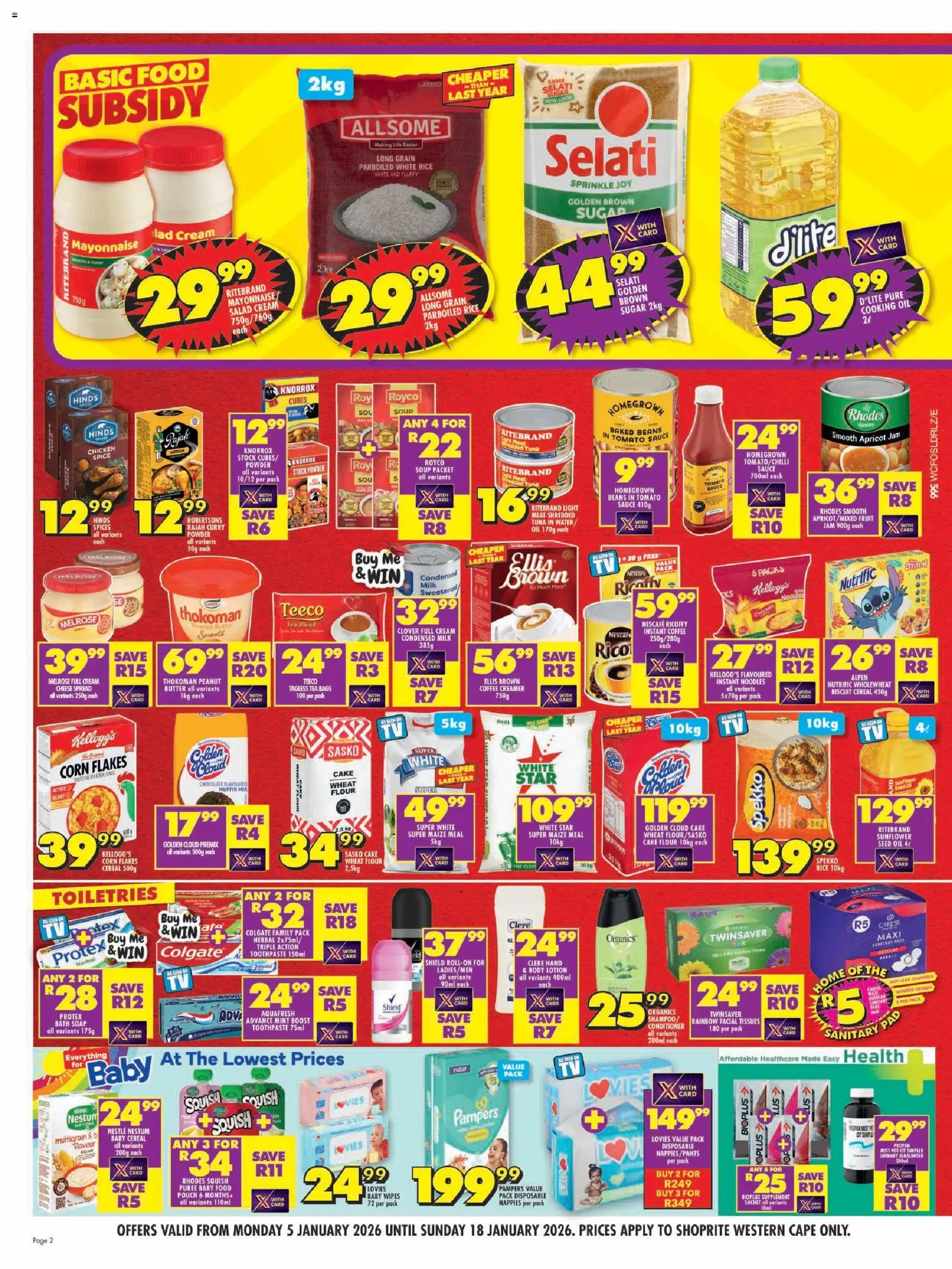 New Shoprite catalogue – valid from 05.01.2026 | Page: 2 | Products: Butter, Creamer, Oil, Tea