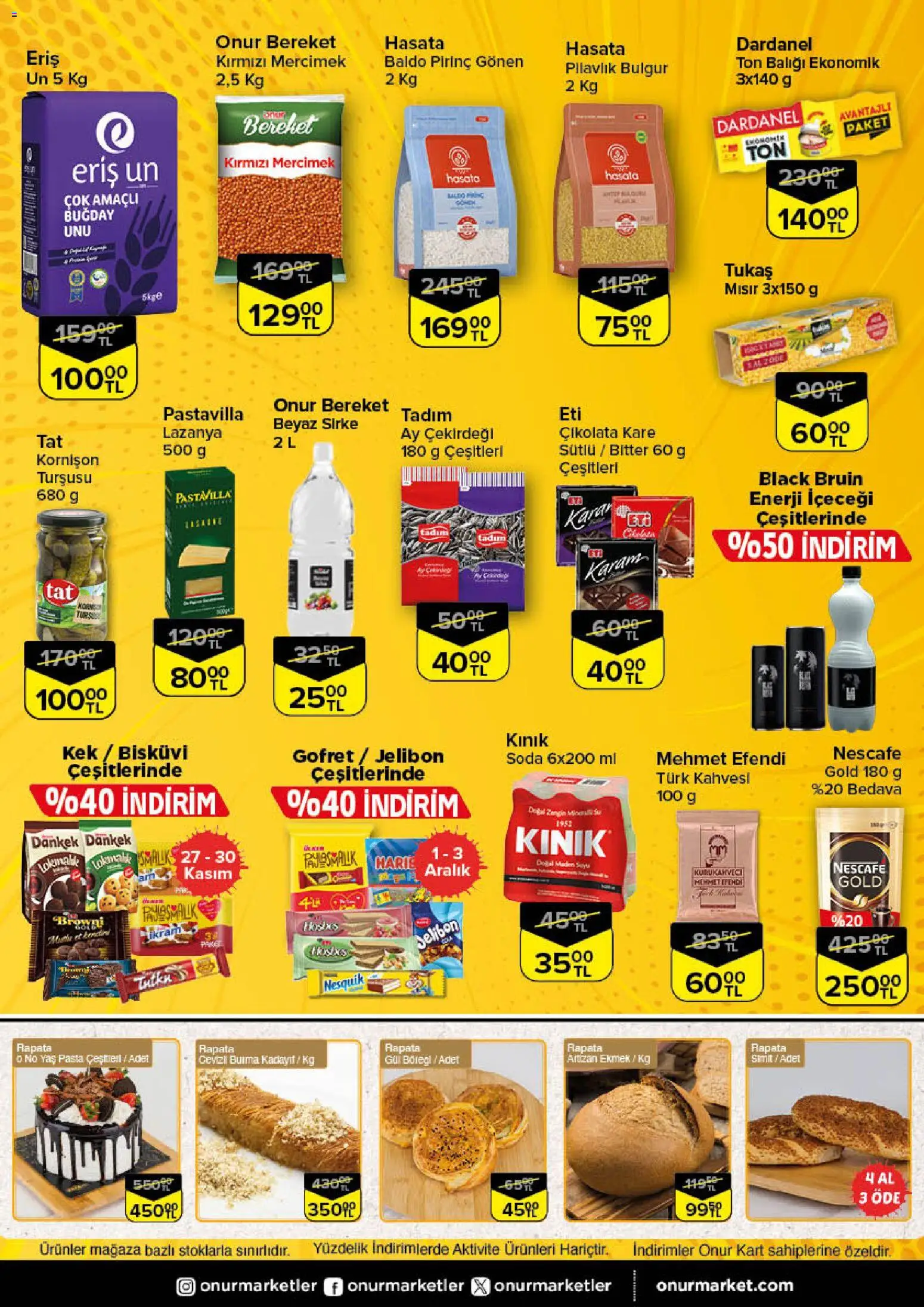 Onur Market Katalog - Bursa - 27.11.2025 tarihinden itibaren geçerlidir | Sayfa: 3 | Ürünler: Sirke, Soda, Ton balığı, Bisküvi