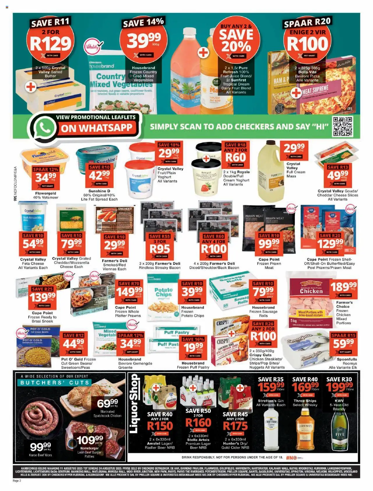 Checkers Northern Cape - August Mid-Month Promotion │ valid from 11.08.2025 | Page: 2 | Products: Brandy, Beef, Vegetables, Máscara de pestañas