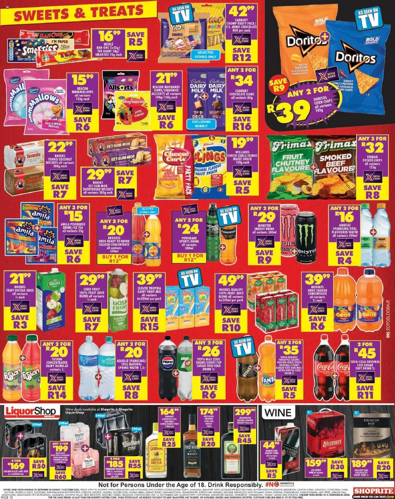 New Shoprite catalogue – valid from 22.09.2025 | Page: 10 | Products: Cooler, Wine, Beer, Beef