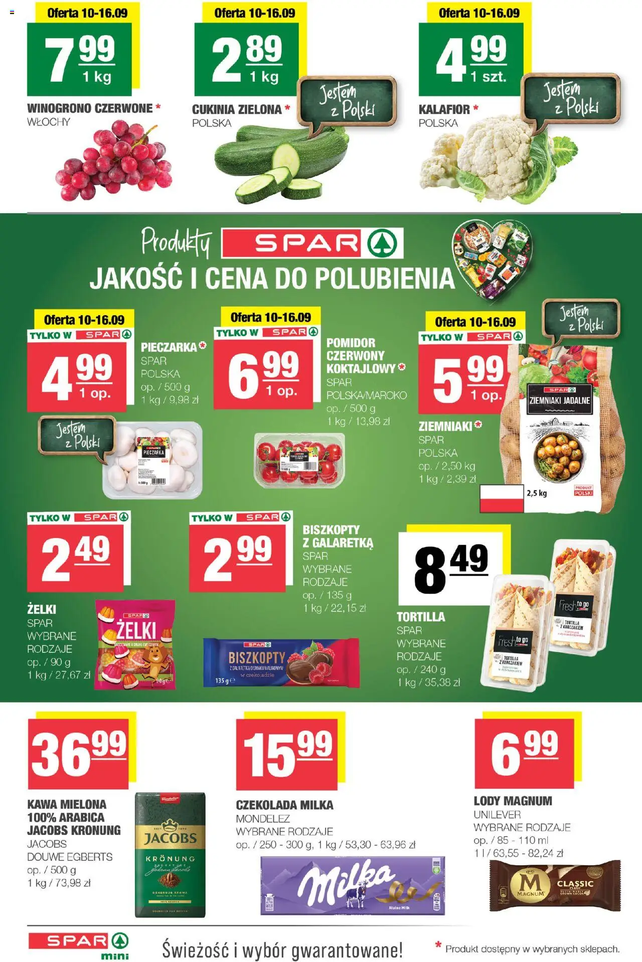 Spar Gazetka - Mini od 10.09.2025 | Strona: 2 | Produkty: Kalafior, Galaretka, Czekolada, Lody Magnum