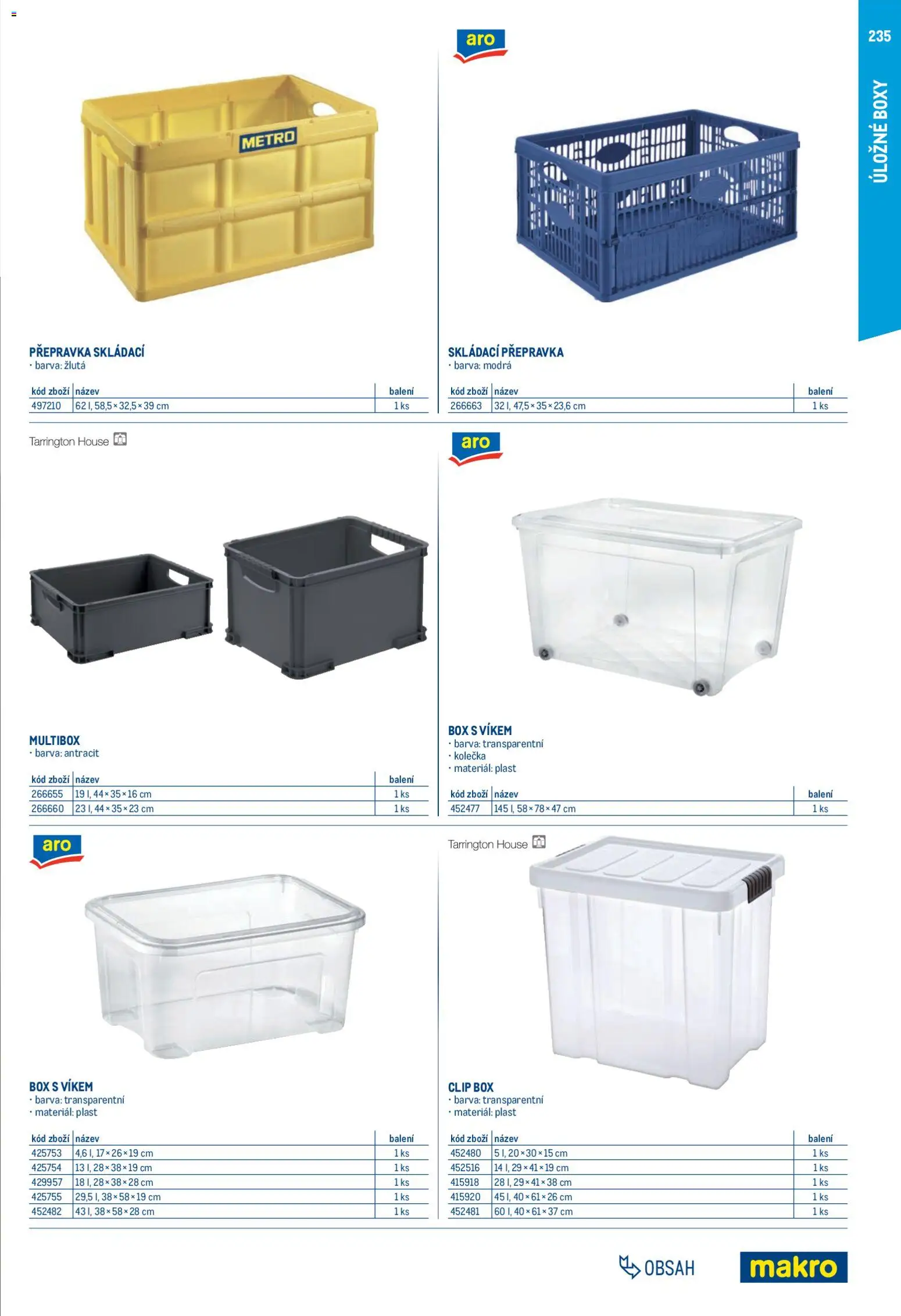 Makro leták - Gastro vybavení a zařízení od 01.02.2026 | Strana: 235 | Produkty: Box, Skládací přepravka, Přepravka, Úložné boxy
