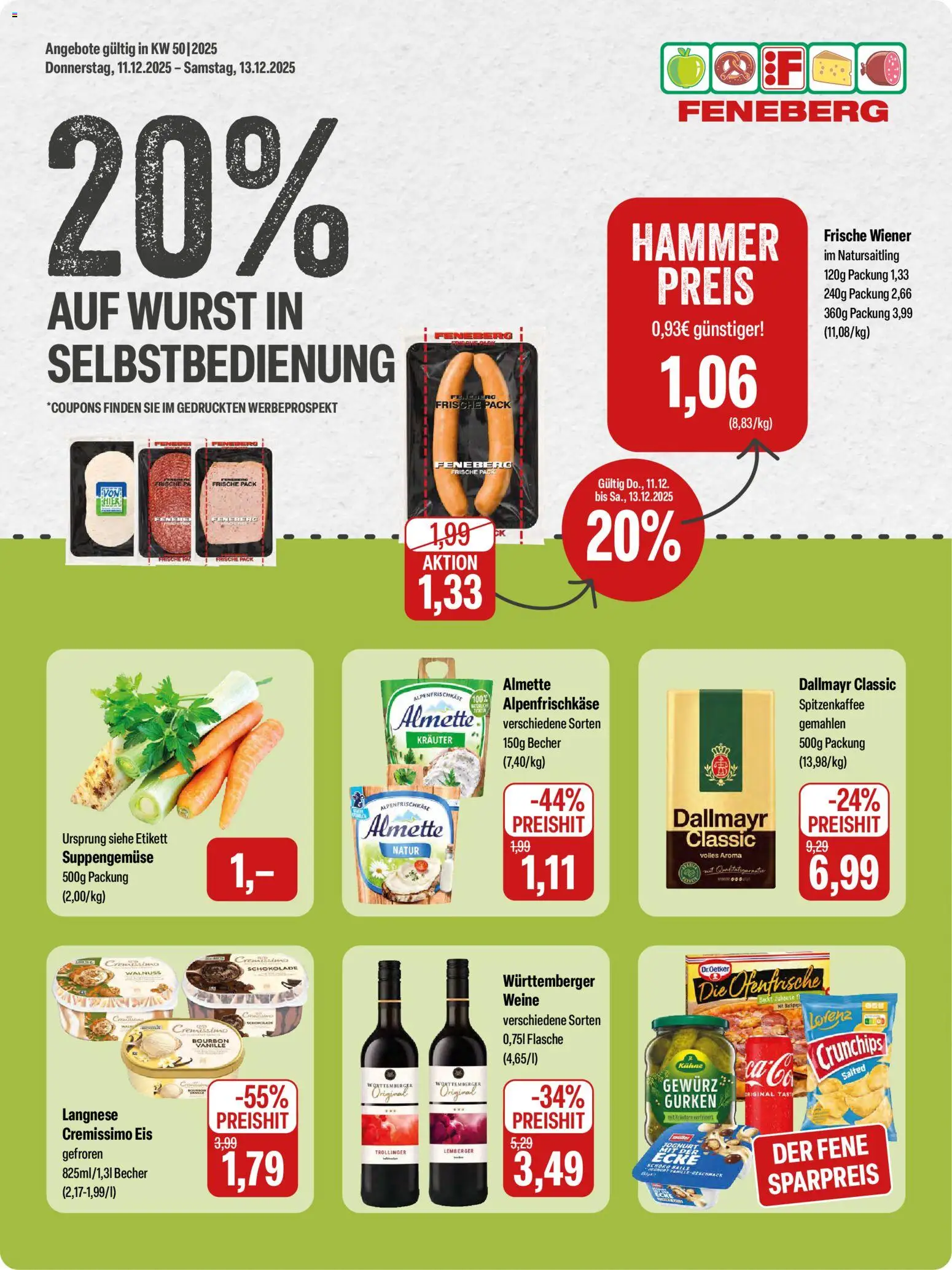 Feneberg Angebote – gültig ab 11.12.2025 | Seite: 1 | Produkte: Langnese, Schokolade, Ofenfrische, Bourbon