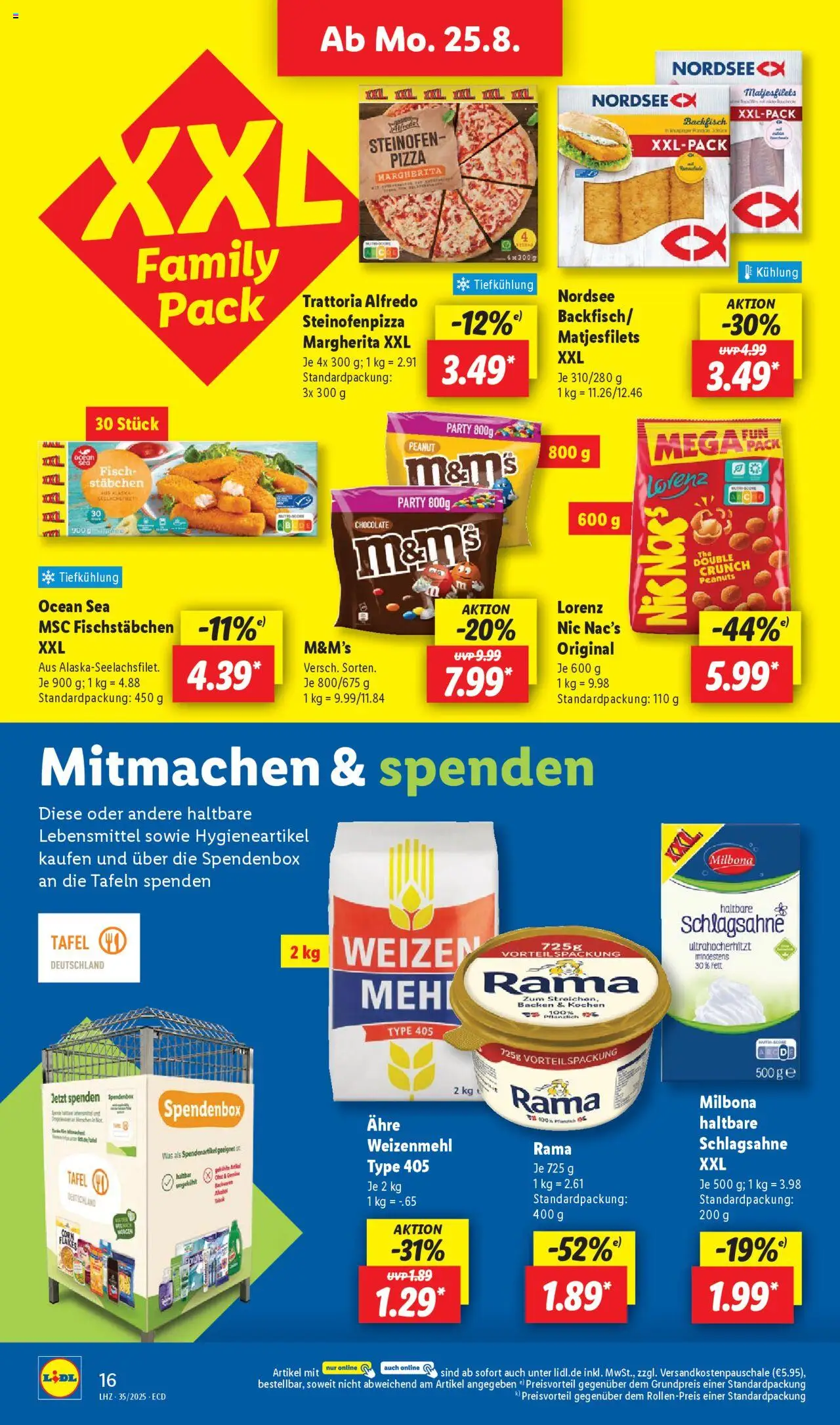 Lidl Prospekt 	 - gültig ab dem 25.08.2025 | Seite: 22 | Produkte: Rama, Schlagsahne, M&M's, Fisch