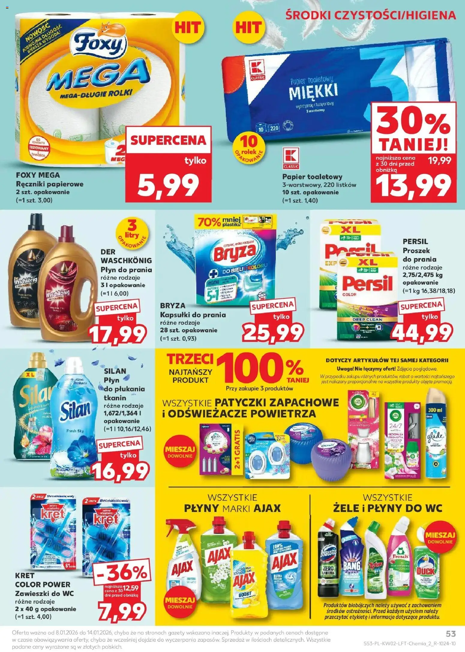 Kaufland gazetka od 08.01.2026 | Strona: 53 | Produkty: Papier toaletowy, Persil, Rolki, Ręczniki papierowe