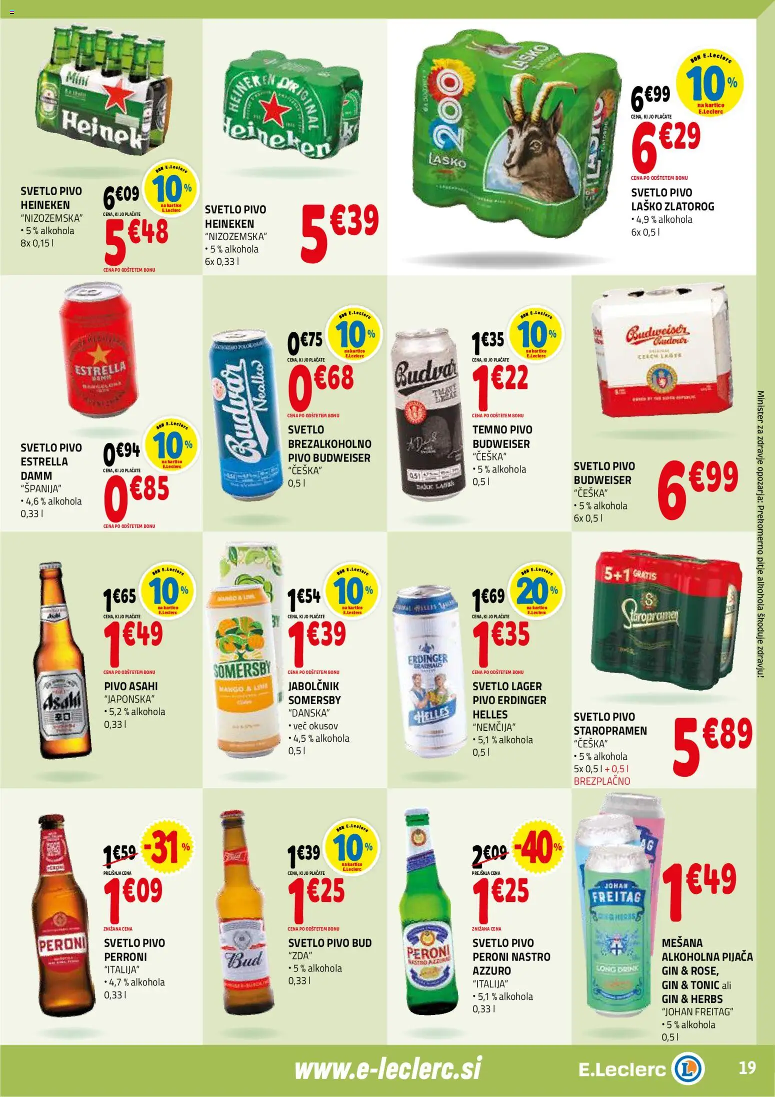 Novi E.leclerc katalog ponudbe – veljaven od 14.01.2026 | Stran: 19 | Izdelki: Falafel, Pivo, Gin, Mango