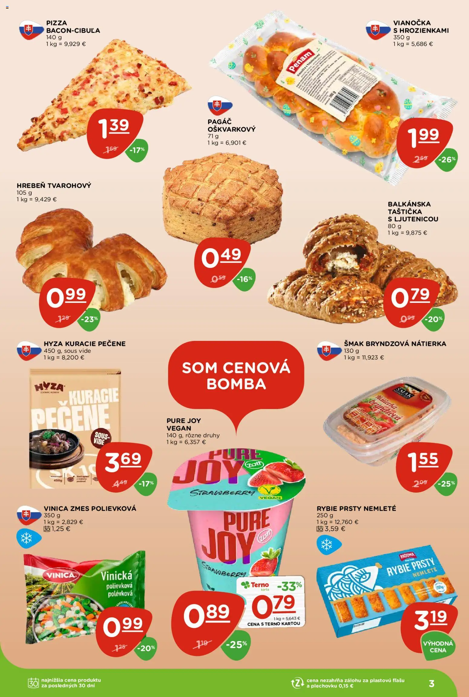 Nové Terno akcie – leták je platný od 26.03.2026 | Strana: 3 | Produkty: Pizza, Vianočka, Hrebeň