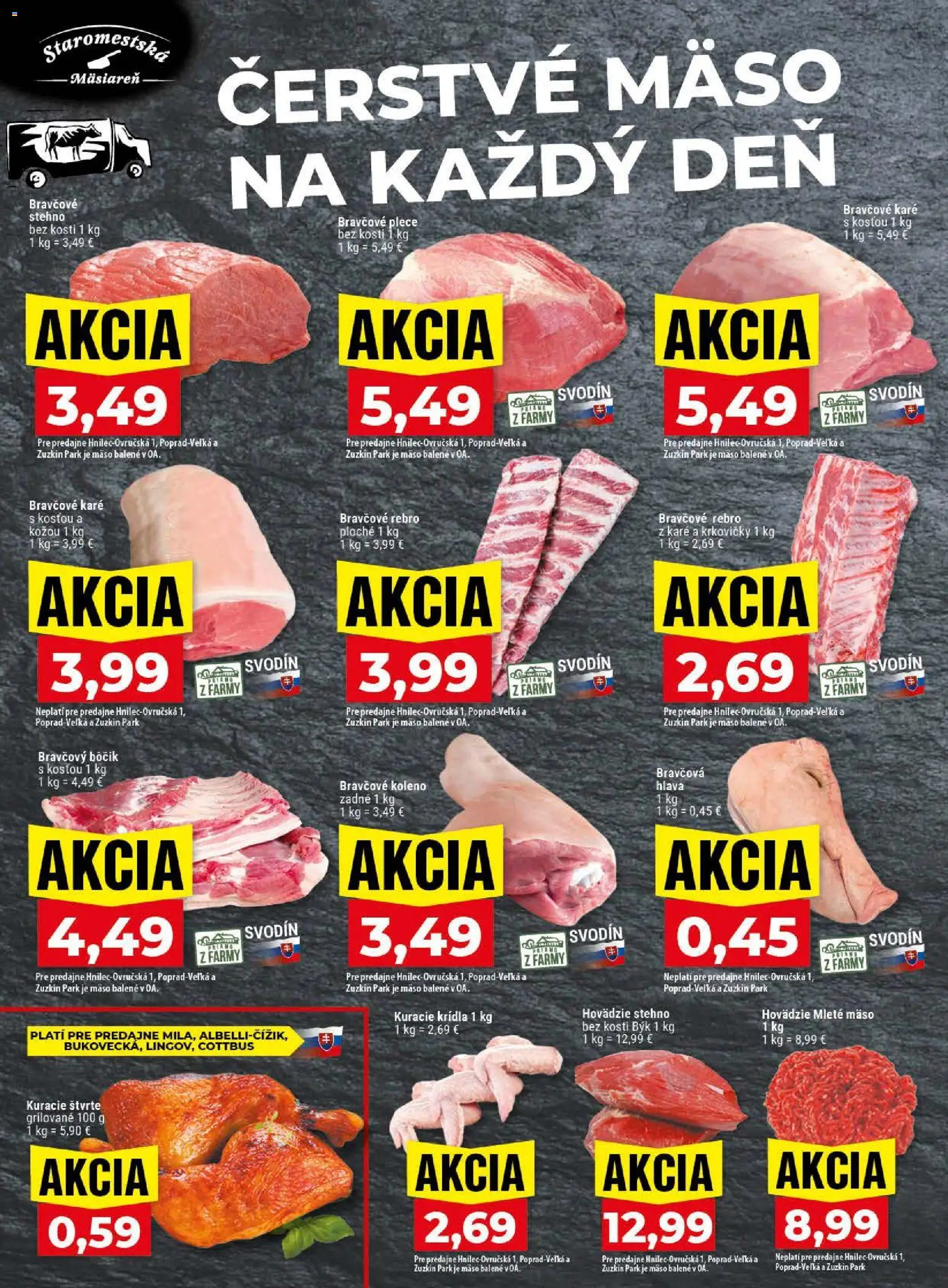 Nové Klas akcie – leták je platný od 13.04.2026 | Strana: 6 | Produkty: Bravčové stehno, Bravčový bôčik, Mleté mäso, Bravčové karé