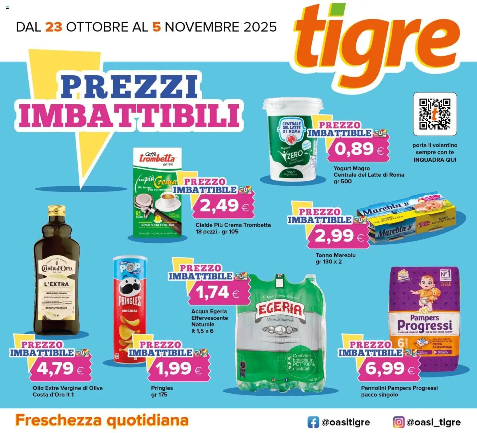 Volantino Tigre del 23.10.2025 | Pagina: 1 | Prodotti: Crema, Yogurt, Tonno, Olio extra vergine