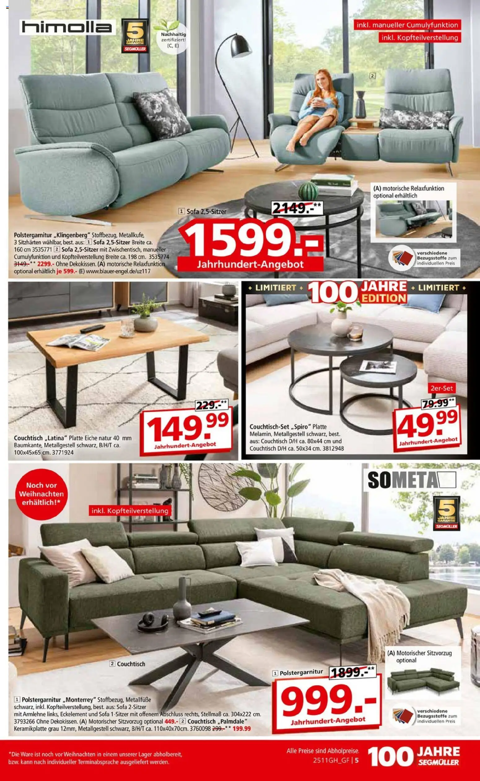 Segmüller Prospekt 	 – gültig ab 01.11.2025 | Seite: 5 | Produkte: Sofa, Couchtisch