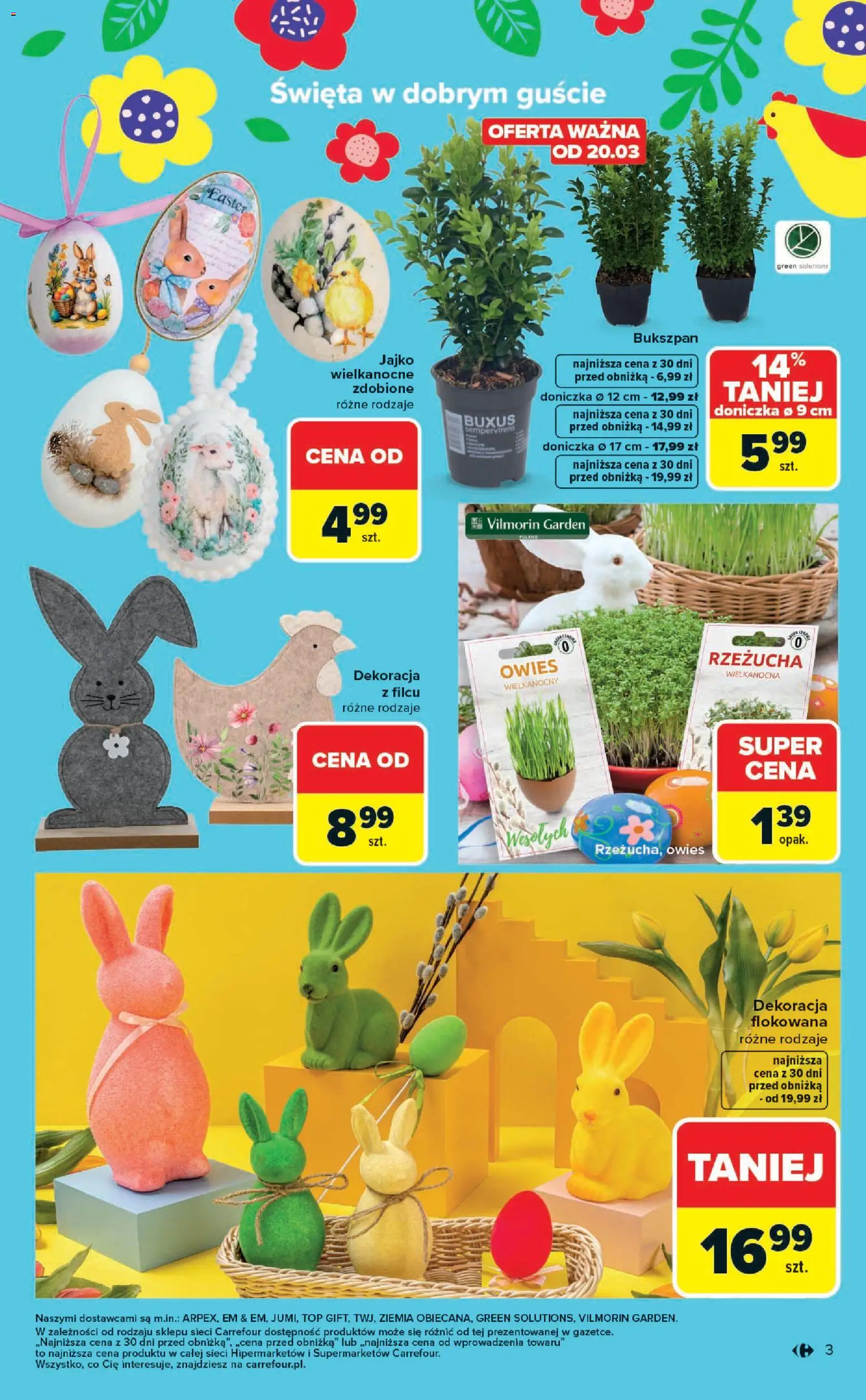 Carrefour gazetka - Wielkanoc cieszy bardziej od 09.03.2026 | Strona: 3 | Produkty: Top, Rzeżucha, Ziemia, Doniczka