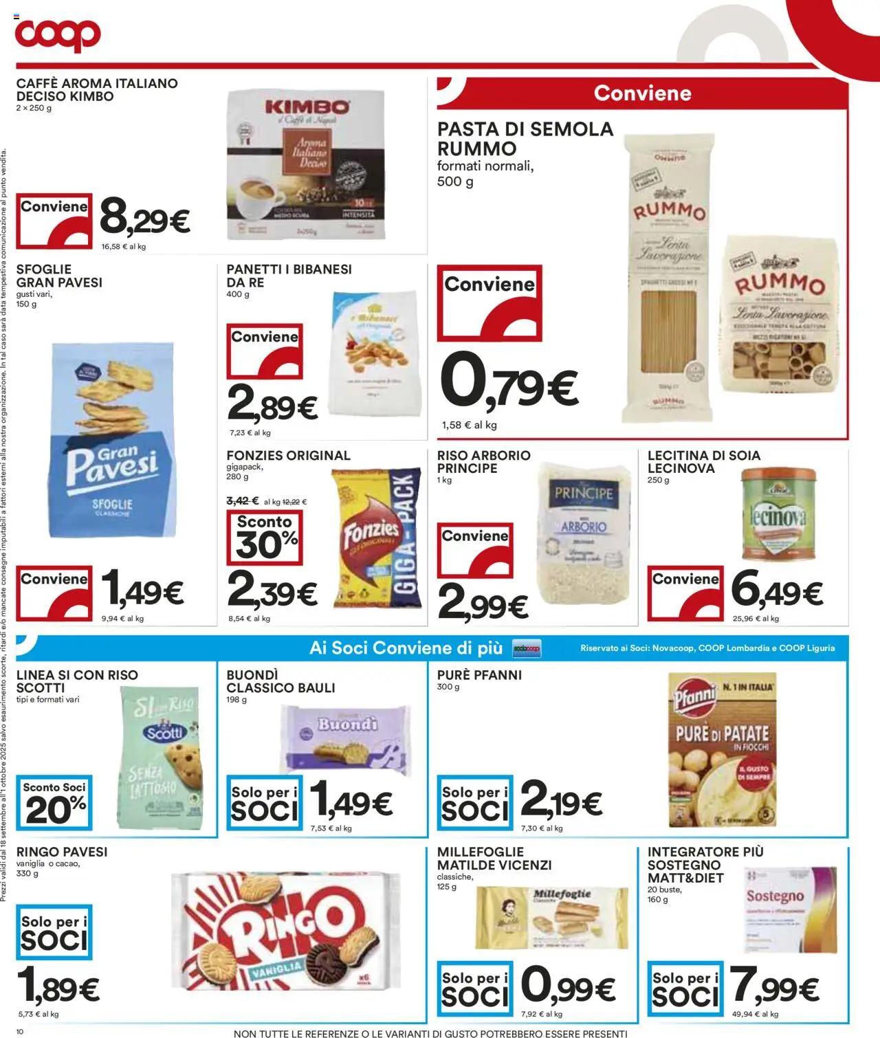 Volantino COOP del 18.09.2025 | Pagina: 10 | Prodotti: Caffè, Riso, Fiocchi, Pasta