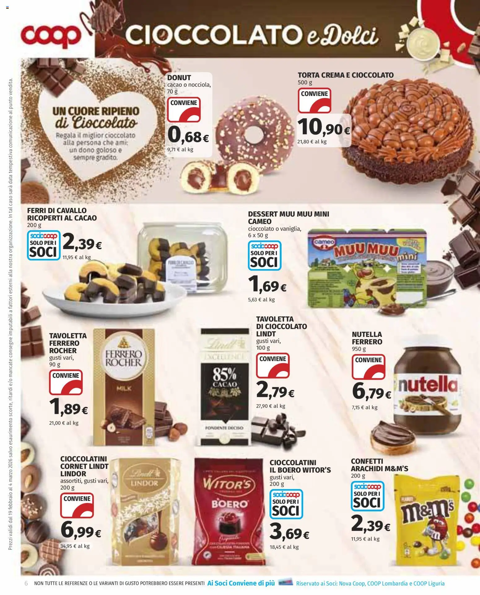 Volantino COOP del 19.02.2026 | Pagina: 6 | Prodotti: Cioccolato, Torta, Arachidi, Cacao