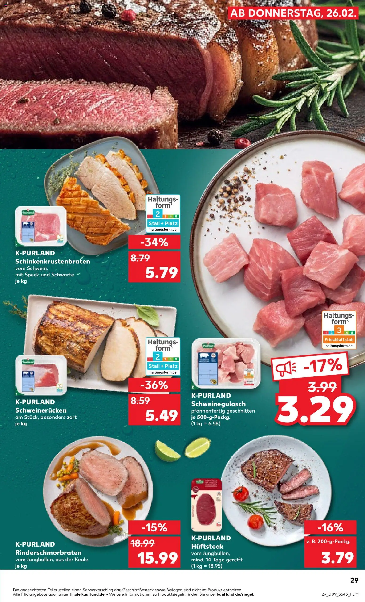 Kaufland prospekt Köln	 – gültig ab 26.02.2026 | Seite: 29 | Produkte: Schweinegulasch, Schweinerucken