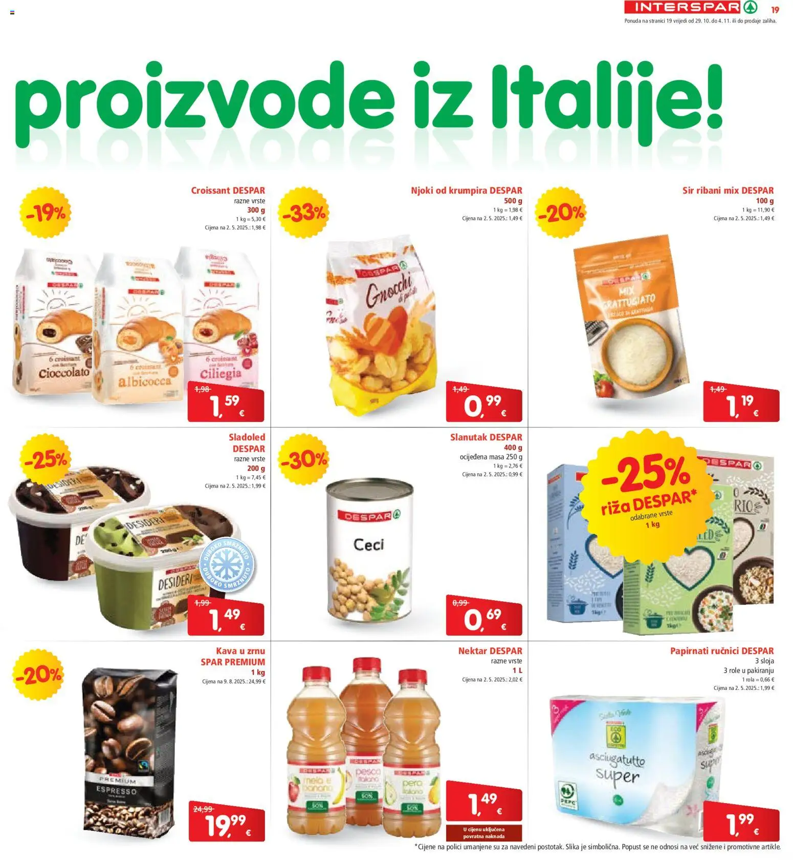 Interspar katalog | vrijedi od 29.10.2025 | Stranica: 19 | Proizvodi: Sir, Papirnati ručnici, Sladoled, Slanutak