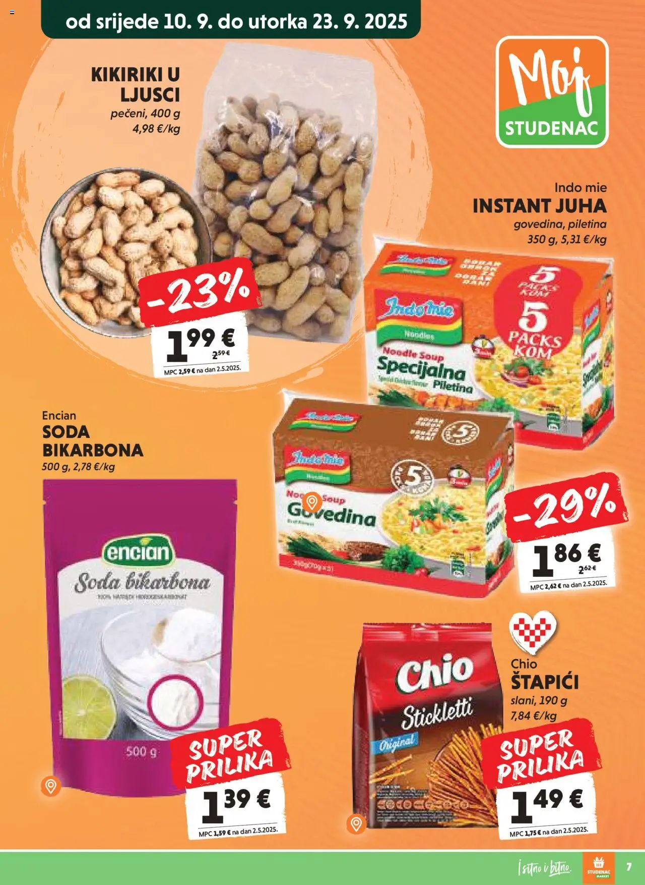 Studenac katalog | vrijedi od 10.09.2025 | Stranica: 7 | Proizvodi: Piletina, Kikiriki, Juha, Noodle