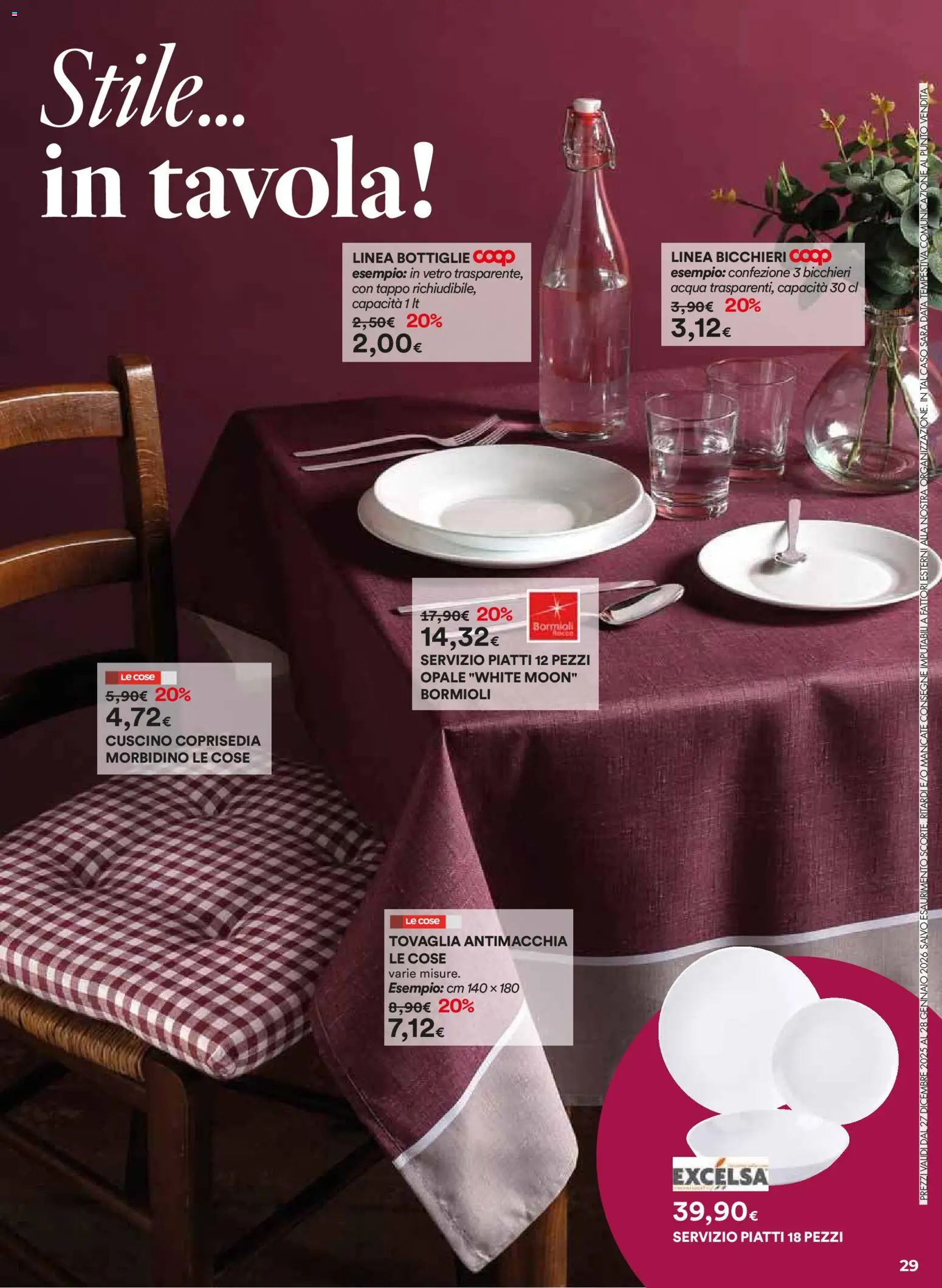 Volantino Ipercoop del 27.12.2025 | Pagina: 29 | Prodotti: Acqua, Data, Cuscino, Coprisedia