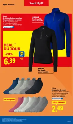 LIDL - Prévisualisation de Crivit T-shirt technique manches longues homme ou femme, Ex. 88% polyester (recyclé), 12% élasthanne (LYCRA®). L'unité au choix. n°494323/494322 valide à partir de 19.02.2026 | Page: 37 | Produits: T-shirt
