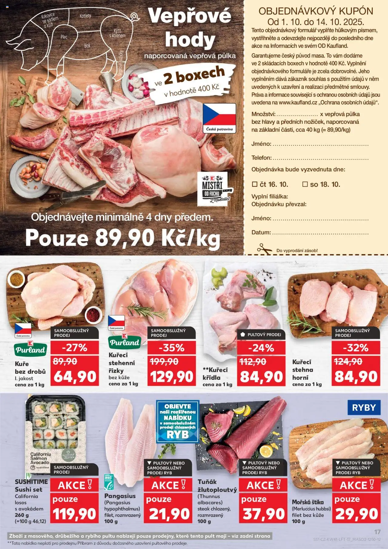 Kaufland leták - Praha 8 od 08.10.2025 | Strana: 17 | Produkty: Telefon, Ryby, Filet, Kýta